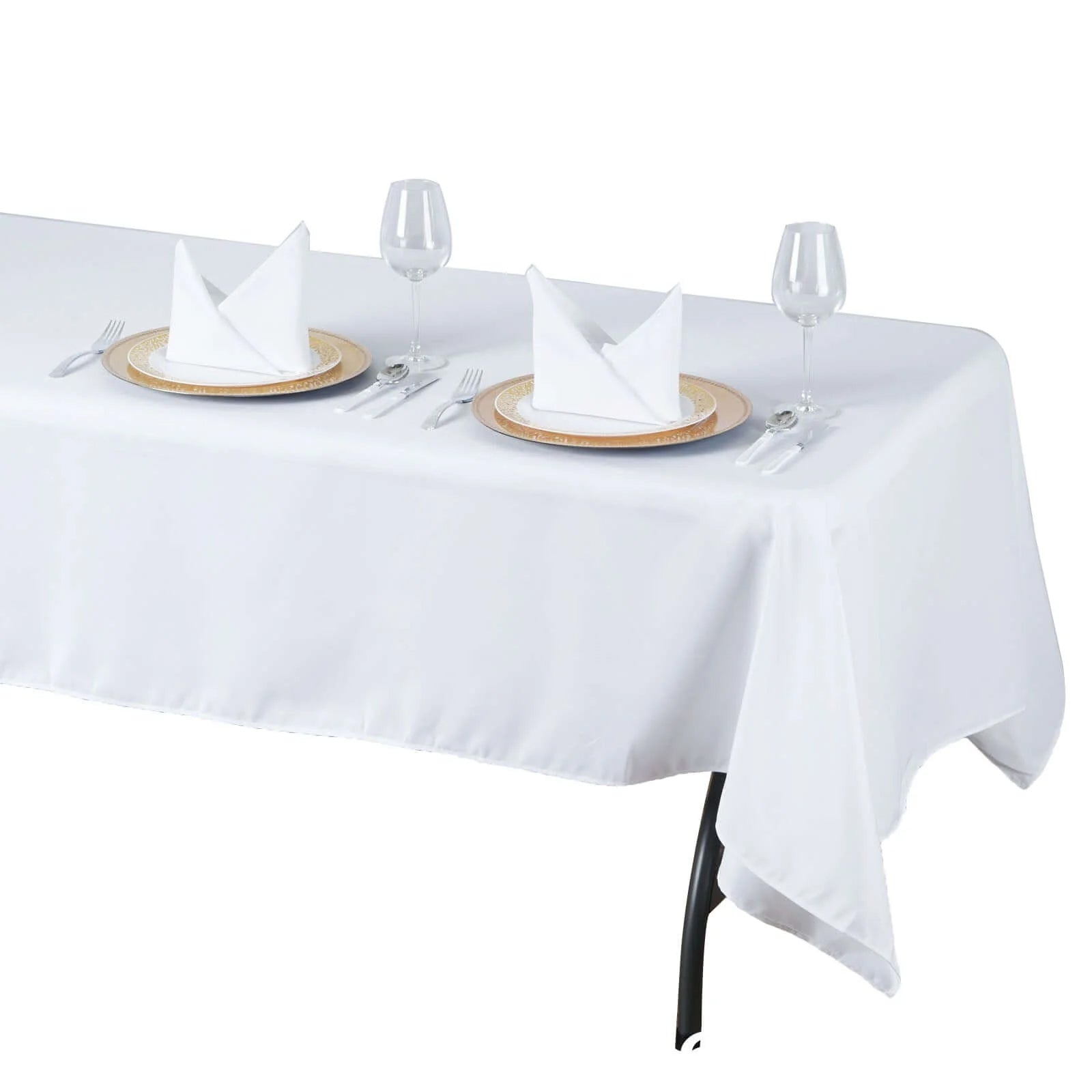 Fire Retardant Premium Polyester 60x102 Rectangular Tablecloth White - Stylish High-Performance Table Cover for Large Gatherings