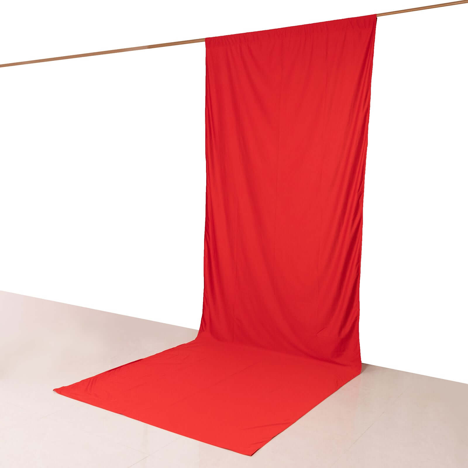 Red Scuba Polyester Event Curtain Drapes, Durable Flame Resistant Backdrop Event Panel Wrinkle Free with Rod Pockets - 5ftx14ft