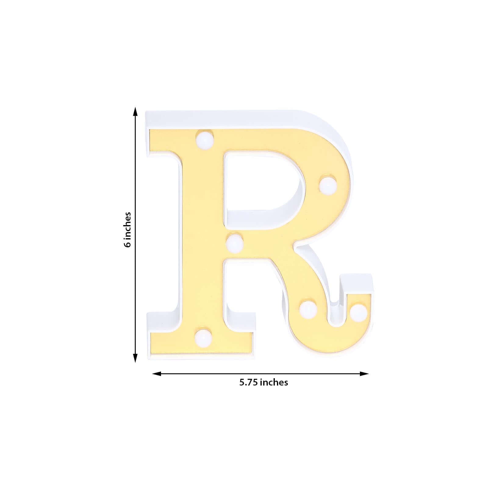 3D Marquee Letter R Warm White 6 LED Lights Gold - Chic Light-Up Decor for Events 6