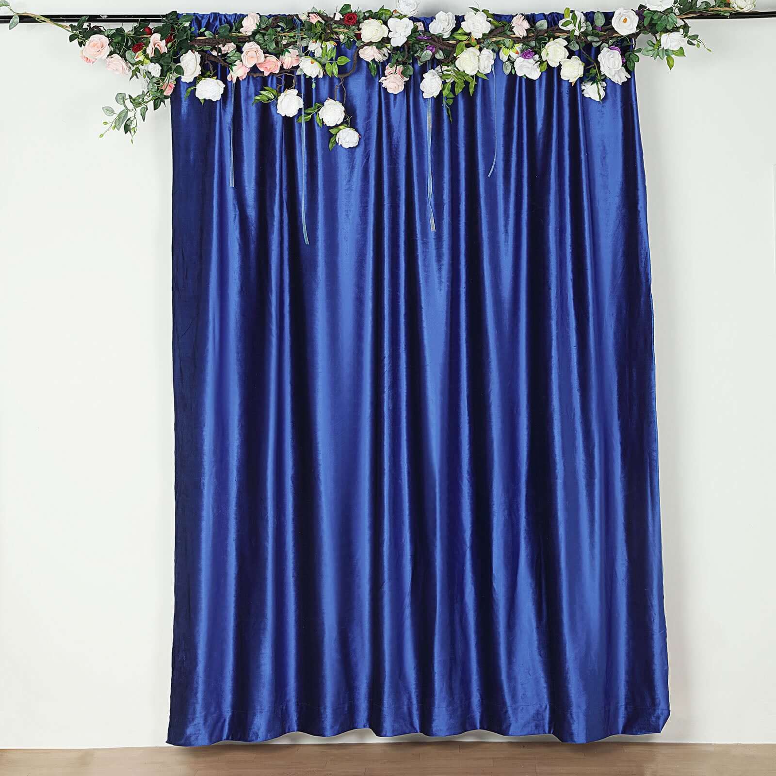 8ftx8ft Royal Blue Premium Smooth Velvet Event Curtain Drapes, Privacy Backdrop Event Panel with Rod Pocket