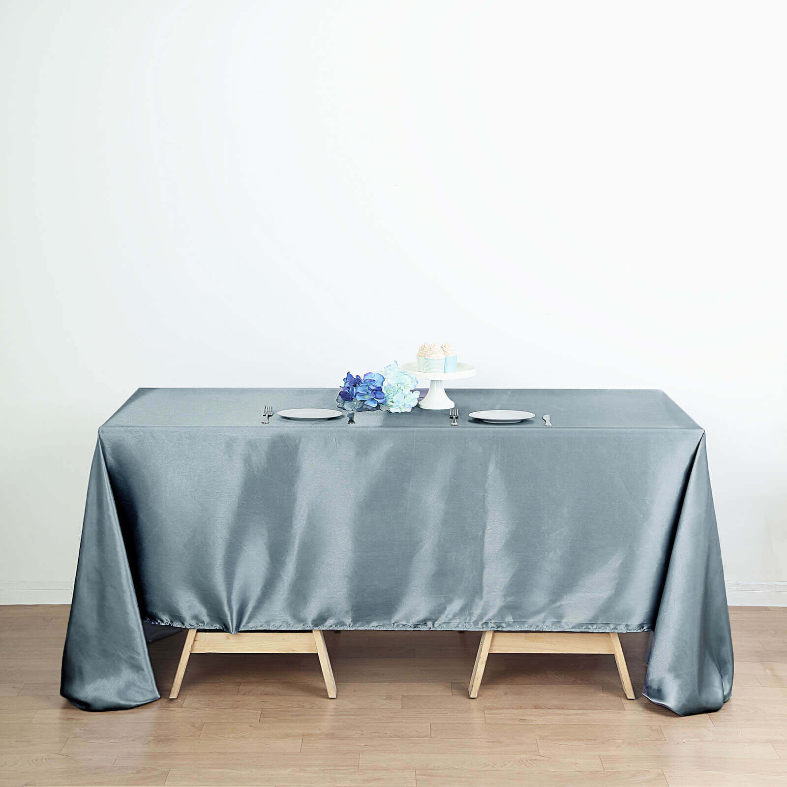 Satin Rectangular 60x126 Tablecloth Dusty Blue - Smooth and Lustrous Table Cover