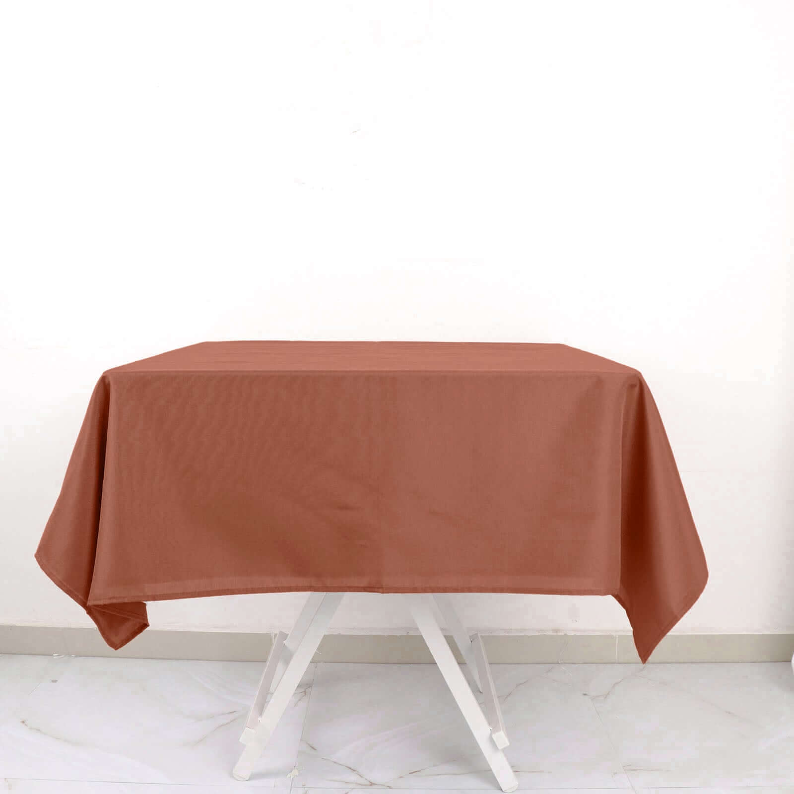 Polyester 54x54 Table Overlay Square Tablecloth Terracotta (Rust) - Wrinkle-Resistant & Durable Table Cover