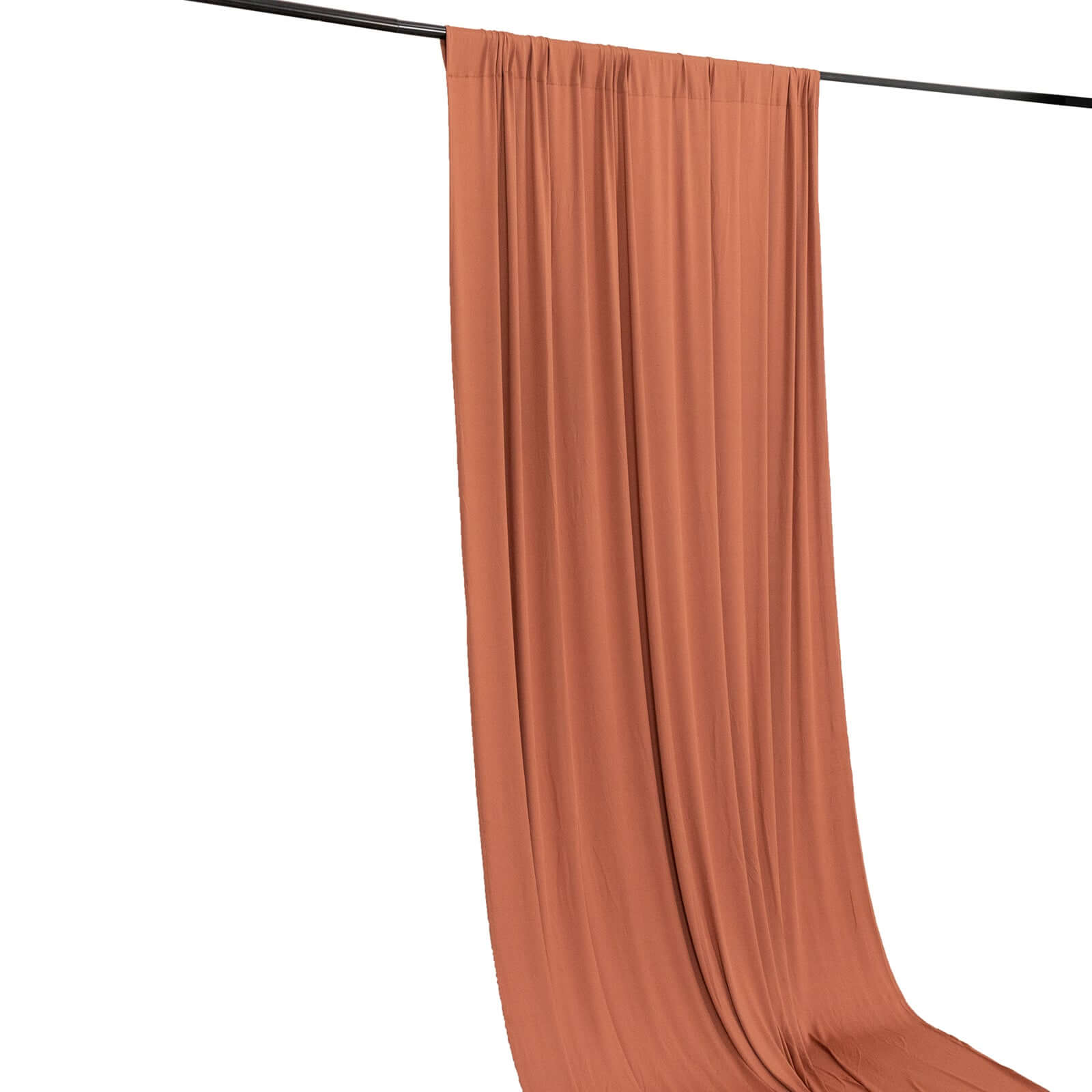 Terracotta (Rust) 4-Way Stretch Spandex Event Curtain Drapes, Wrinkle Free Backdrop Event Panel with Rod Pockets - 5ftx10ft