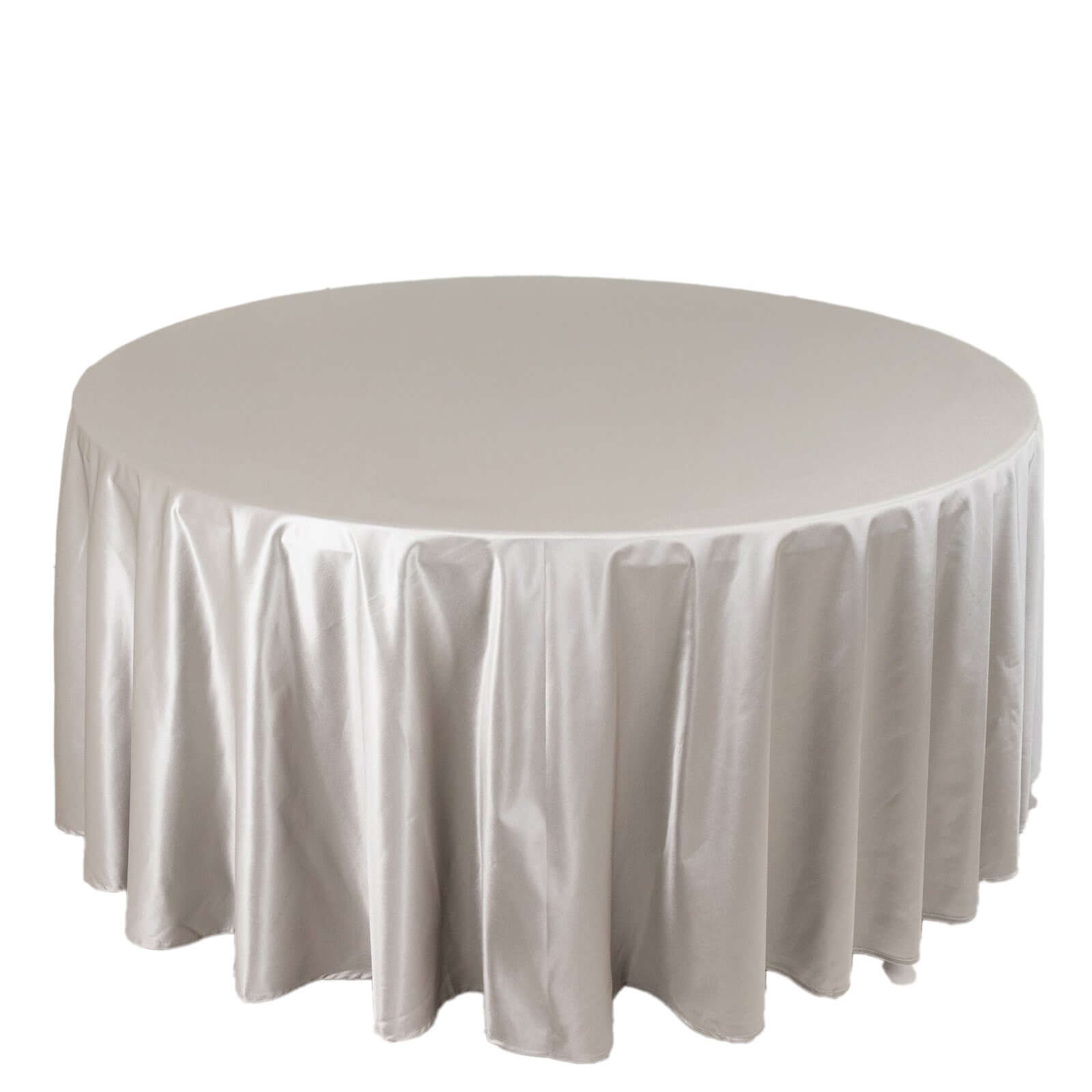 Premium Scuba Round 120 Tablecloth Shimmering Silver - Wrinkle Free, Stain Resistant & Seamless Table Cover