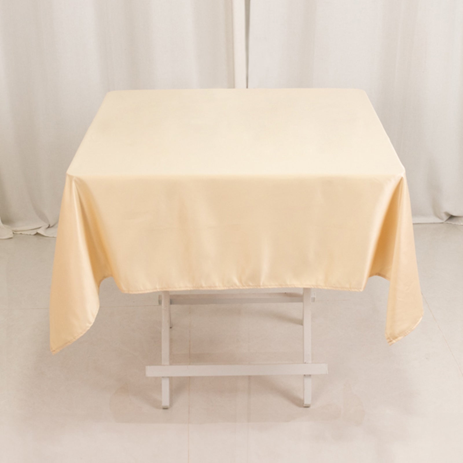 Lamour Satin 54x54 Square Tablecloth Beige - Durable & Silk-Like Table Cover