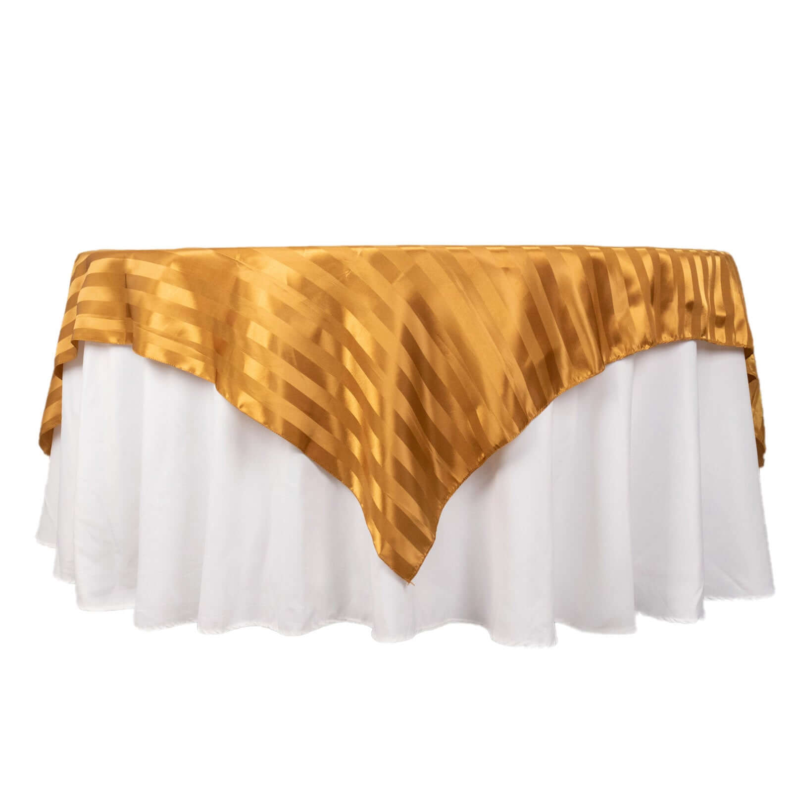 Satin 72x72 Table Overlay Square Tablecloth Gold - Stripe Table Topper