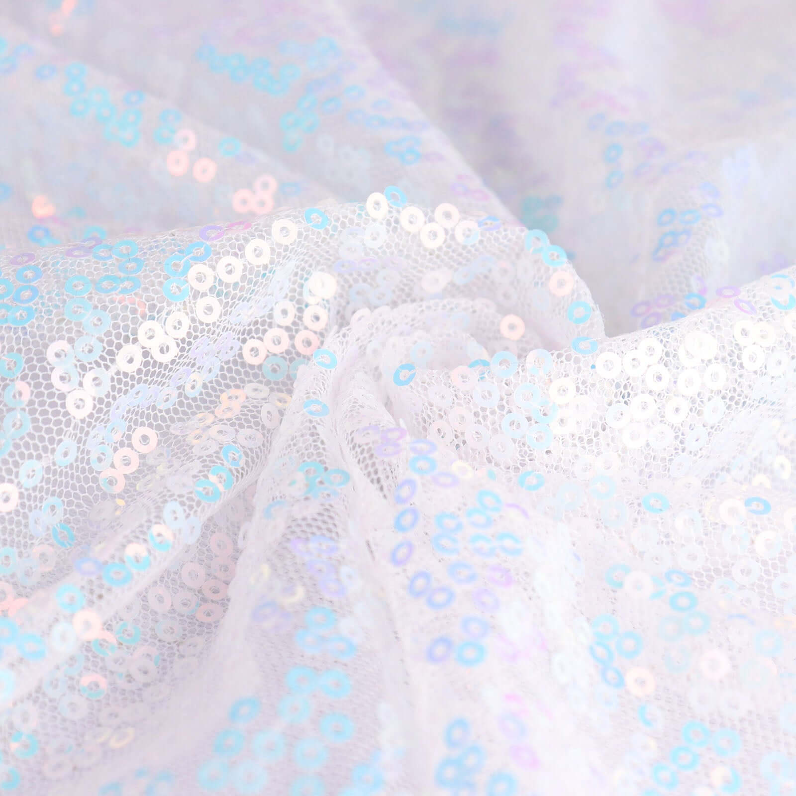 Sequin 90x156 Rectangle Tablecloth Iridescent Blue - Seamless Twinkling Table Cover