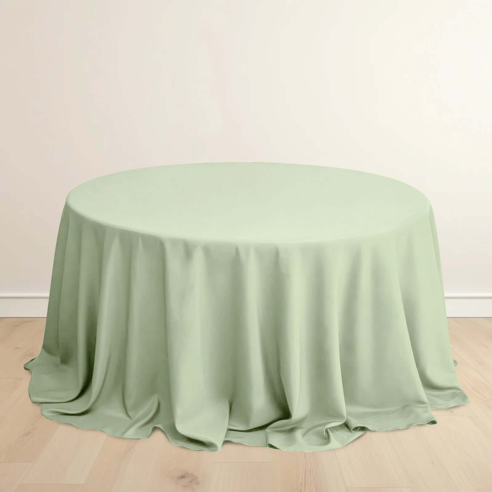 Premium Scuba Round 132 Tablecloth Sage Green - Wrinkle Free & Stain Resistant Seamless Table Cover