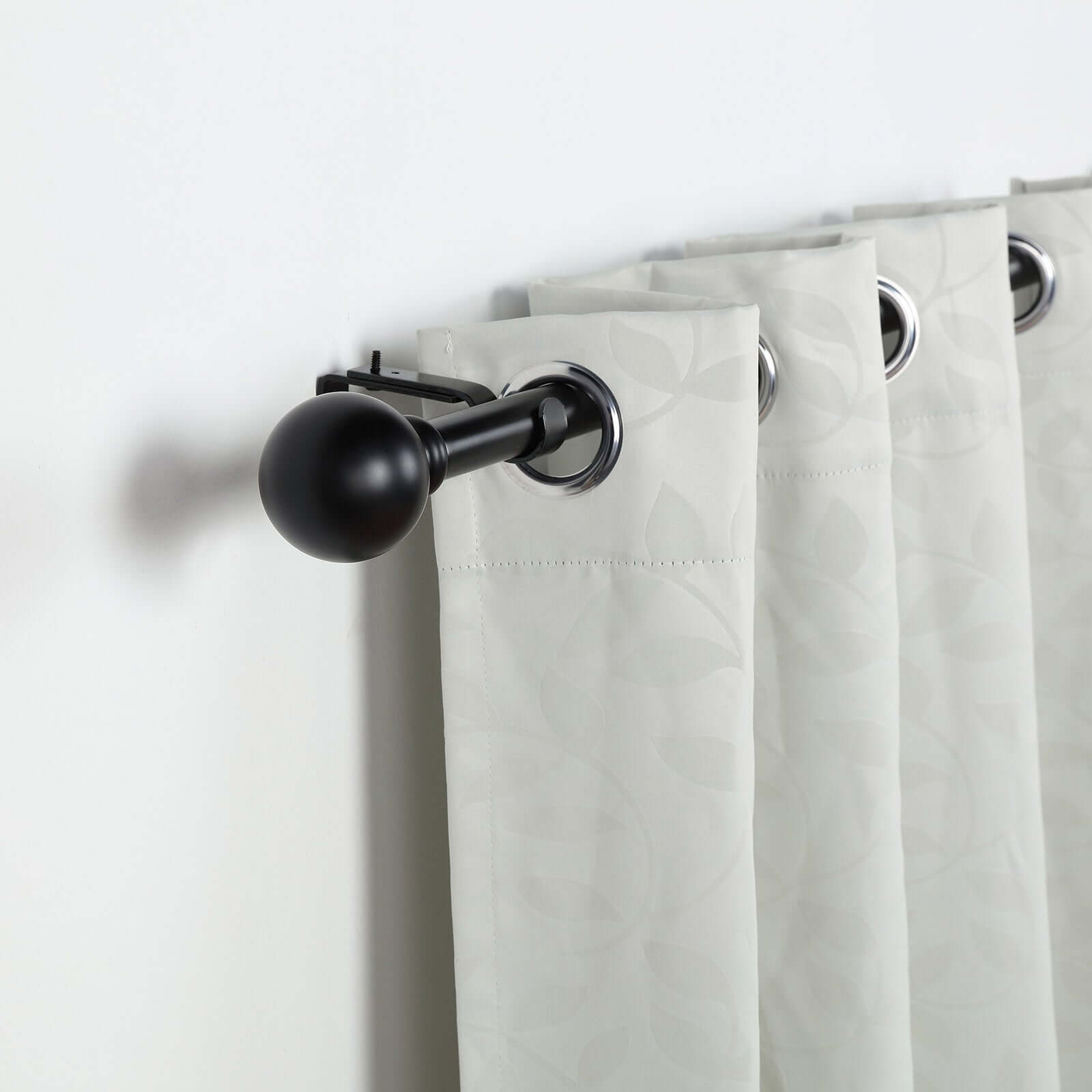 42-126 Adjustable Curtain Rod Sets, Black, Round Finials