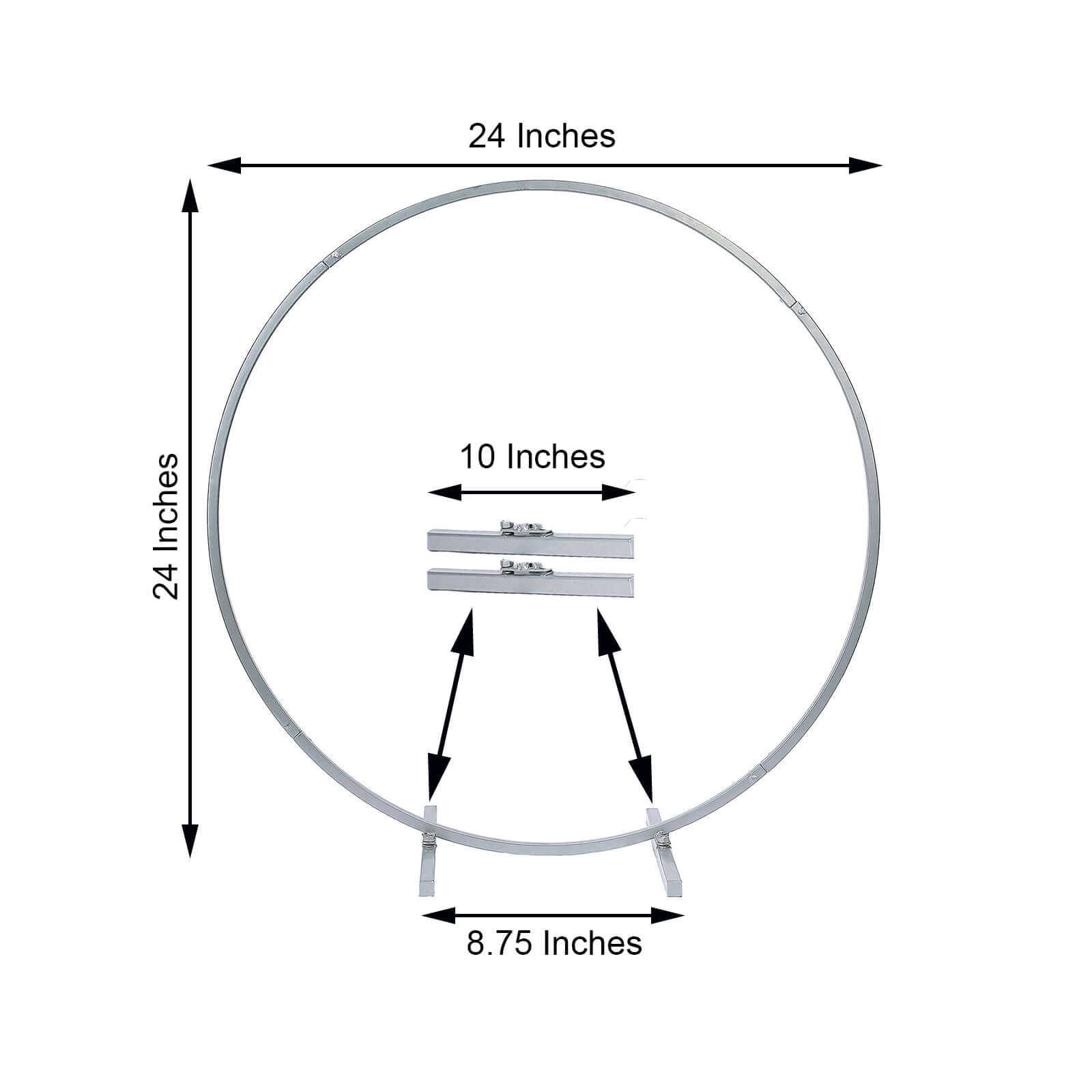 24 Silver Round Arch Wedding Centerpiece, Metal Hoop Wreath Tabletop Decor