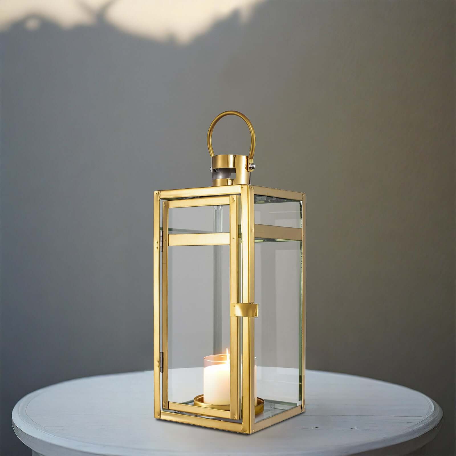 Stainless Steel Candle Lantern Vintage Top Design Gold - Outdoor Metal Patio Lantern Centerpiece 12