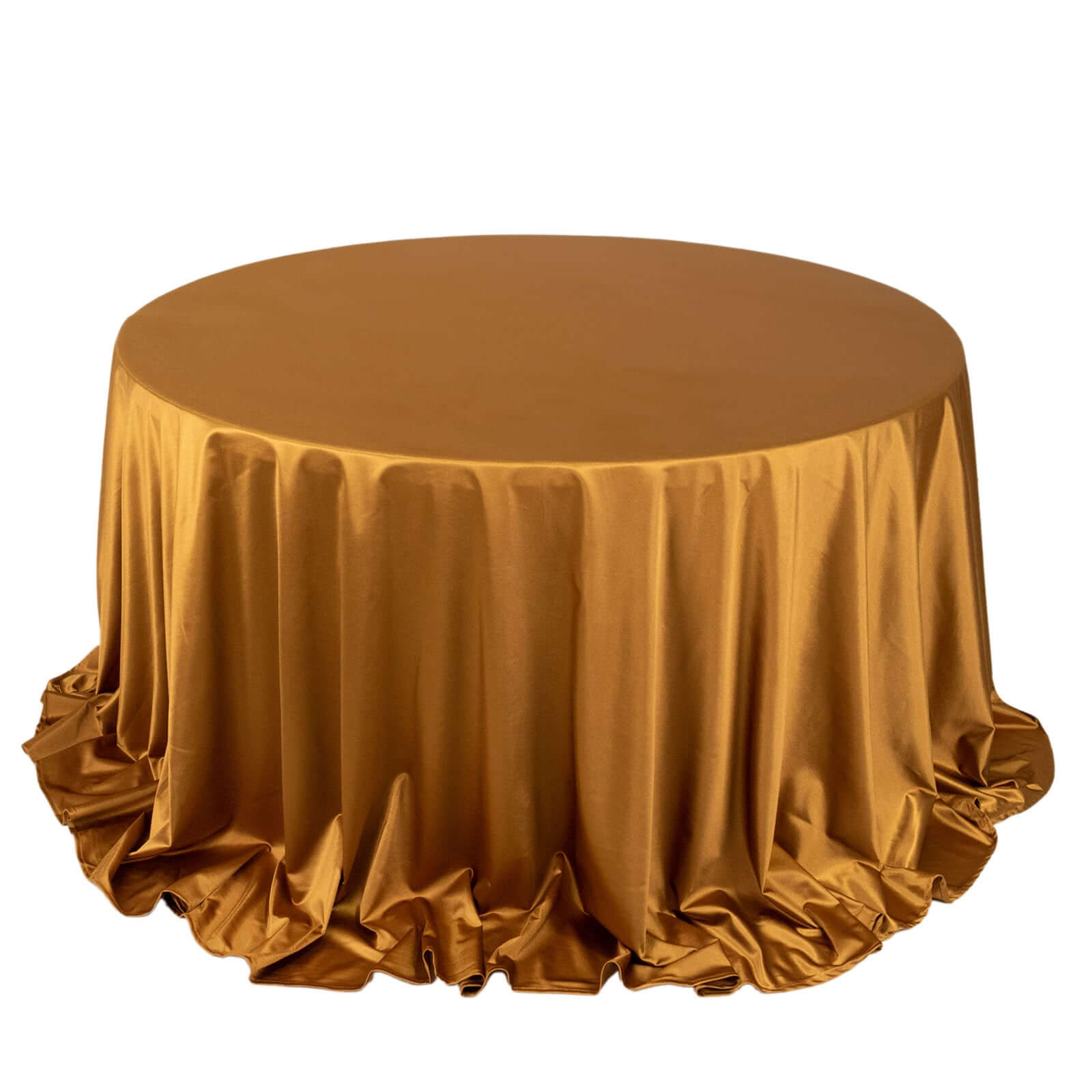 Premium Scuba Round 132 Tablecloth Shimmering Gold - Wrinkle Free, Stain Resistant & Seamless Table Cover for Weddings and Parties