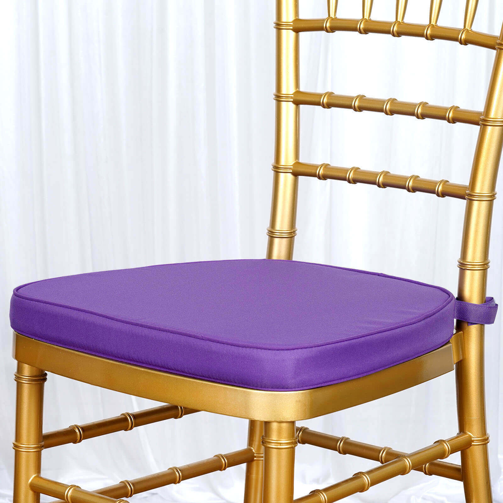 Chiavari Chair Cushion with 1.5 Thick Memory Foam and Ties Purple - Stylish Removable Cover for Comfort