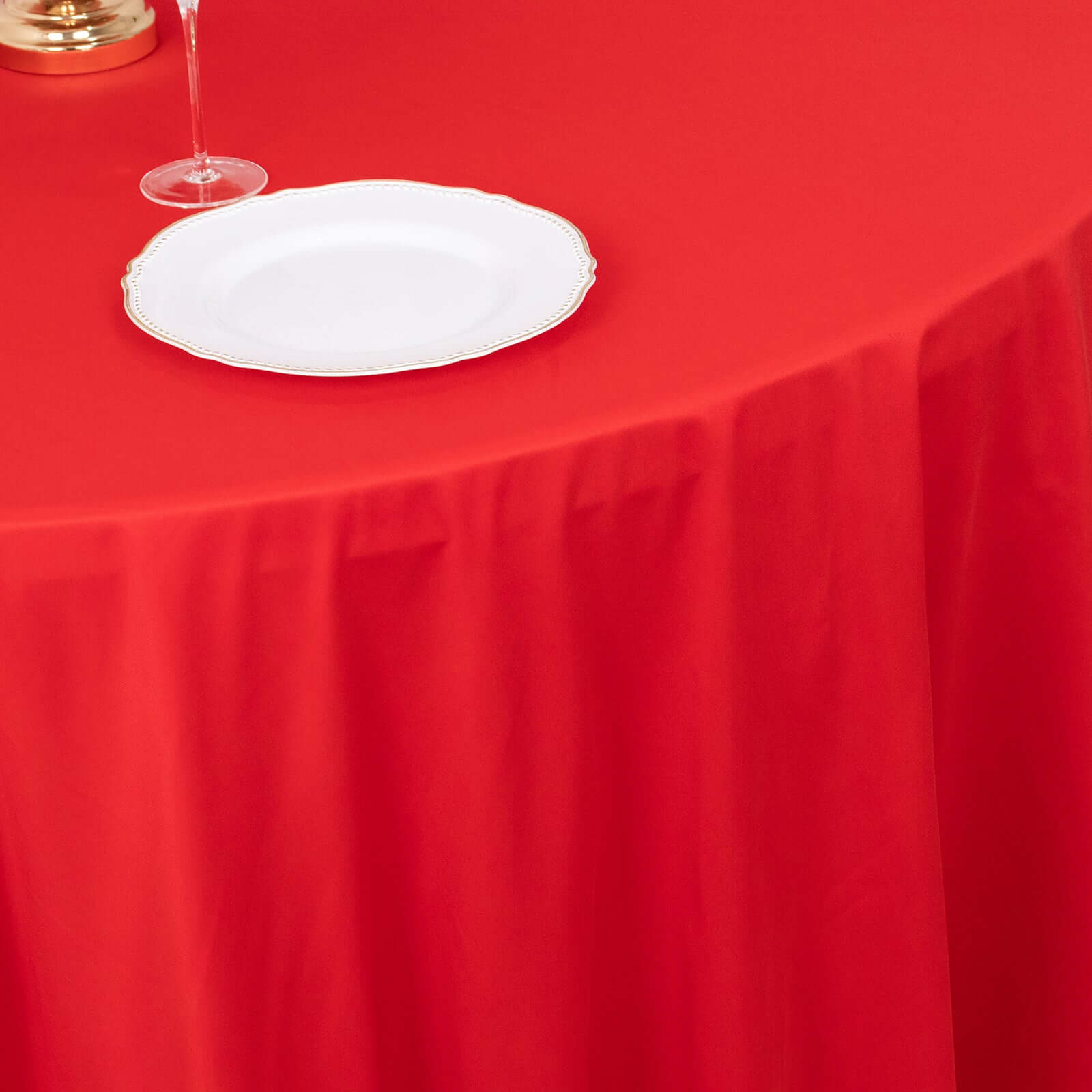 Premium Scuba Round 120 Tablecloth Red - Wrinkle Free & Stain Resistant Seamless Table Cover