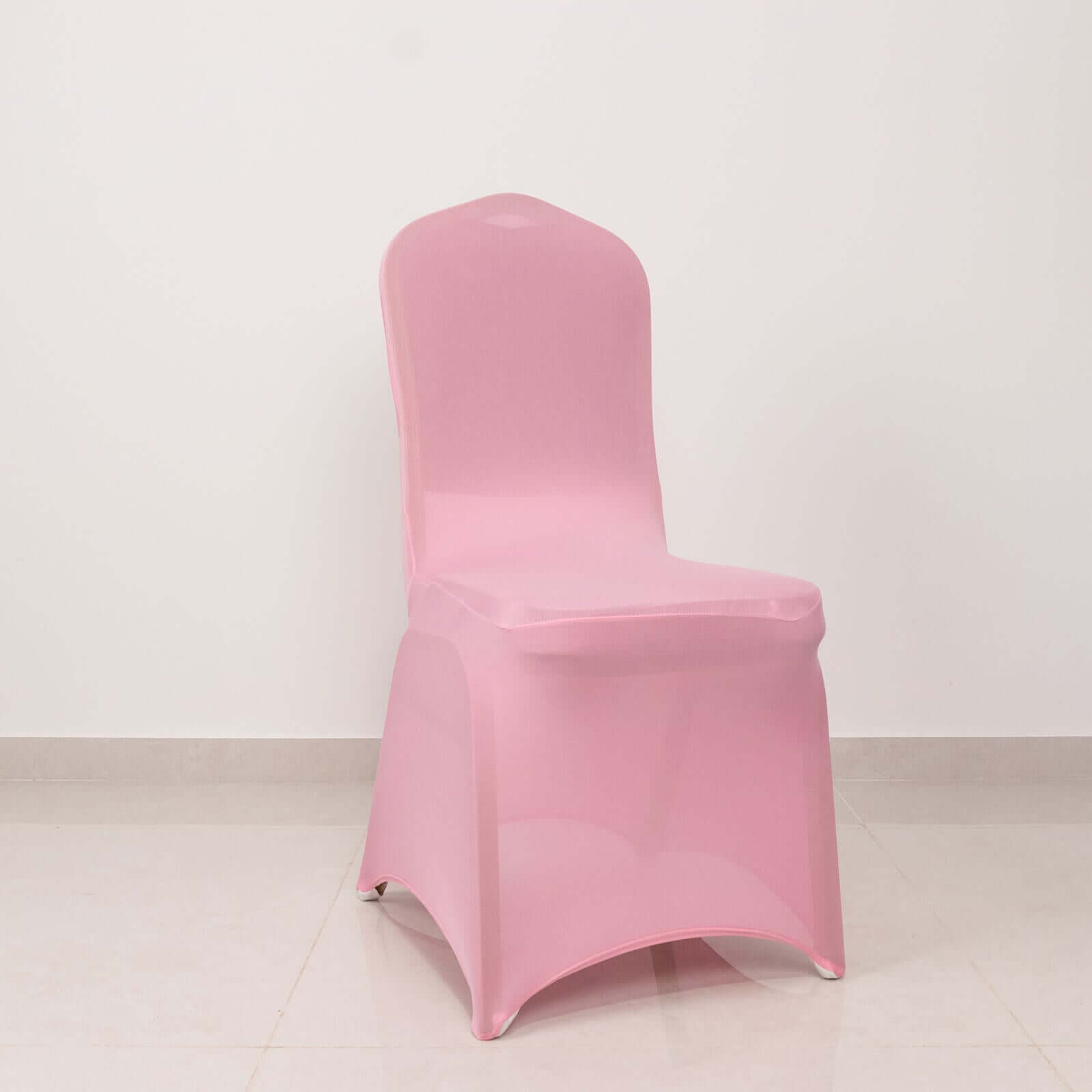 Spandex Chair Cover with Pink Rhinestone Buckled Sash Band Blush - Stretch Fitted Slipcover