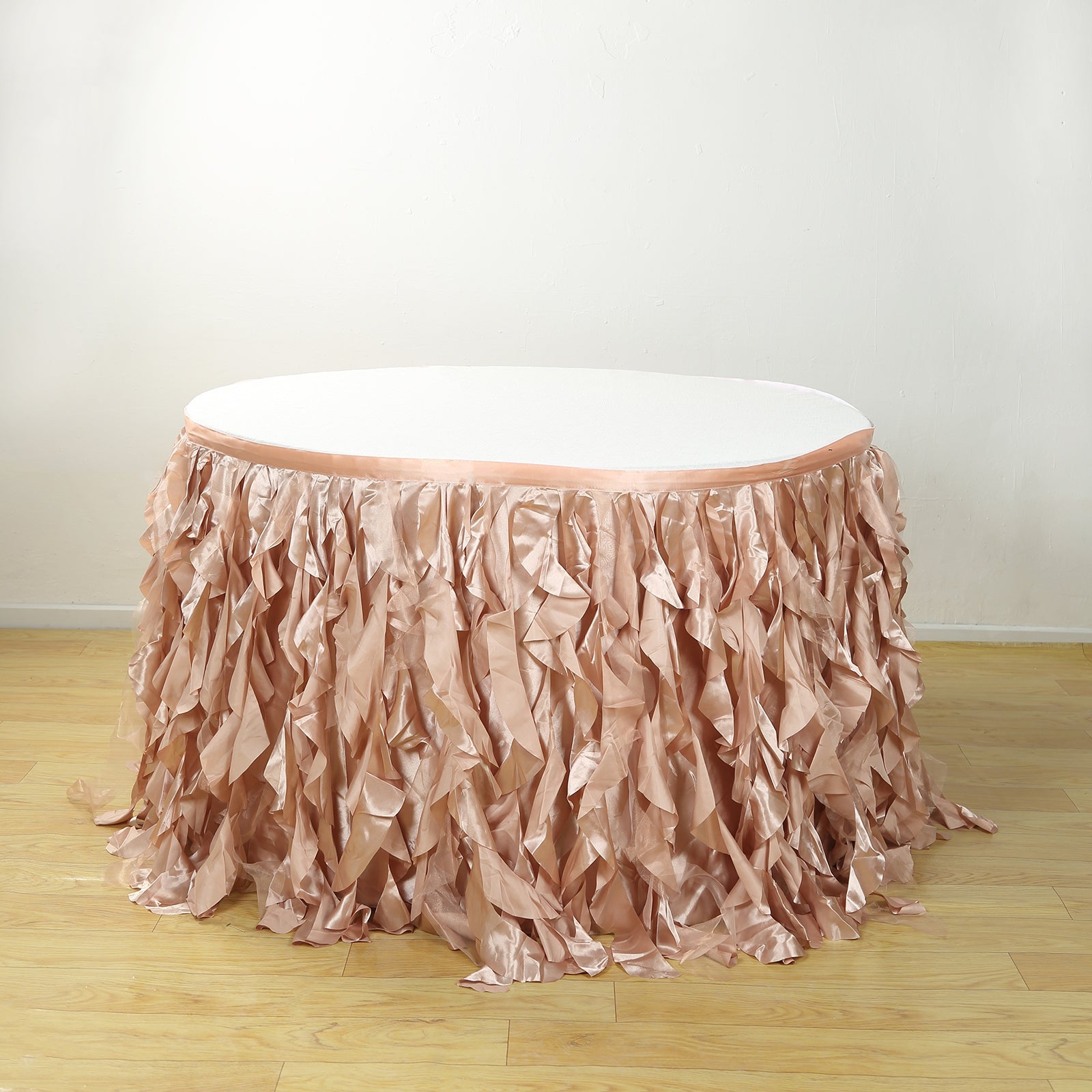 Taffeta 14ft Table Skirt Nude - Cascading Curly Willow Style Table Cover