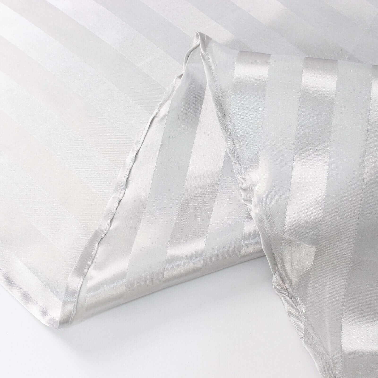 Satin 12x108 Table Runner Silver Stripe - Stripe Table Decor