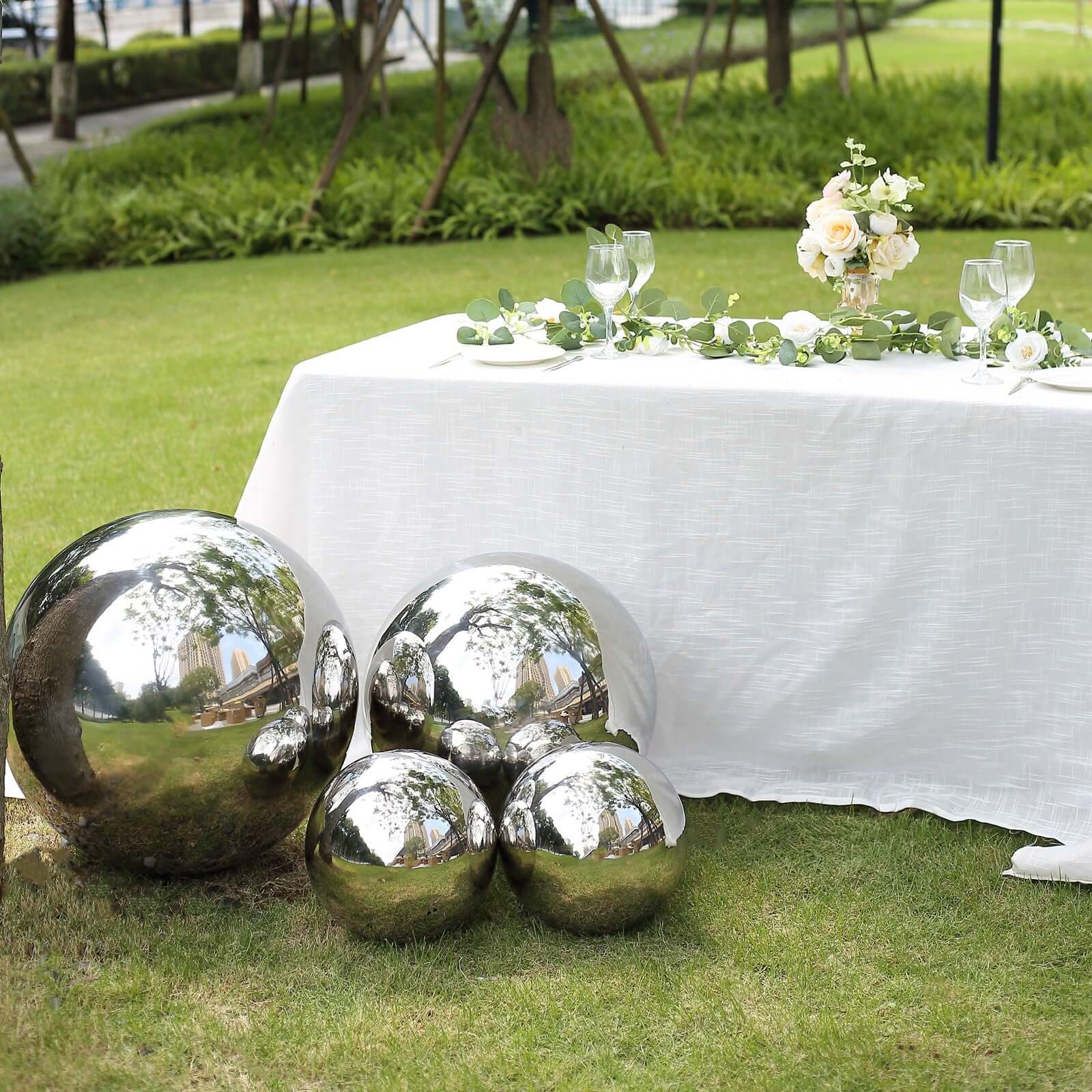 Gazing Globe Mirror Ball Reflective Hollow Stainless Steel Silver Sphere - Decorative Garden Accent Piece 20