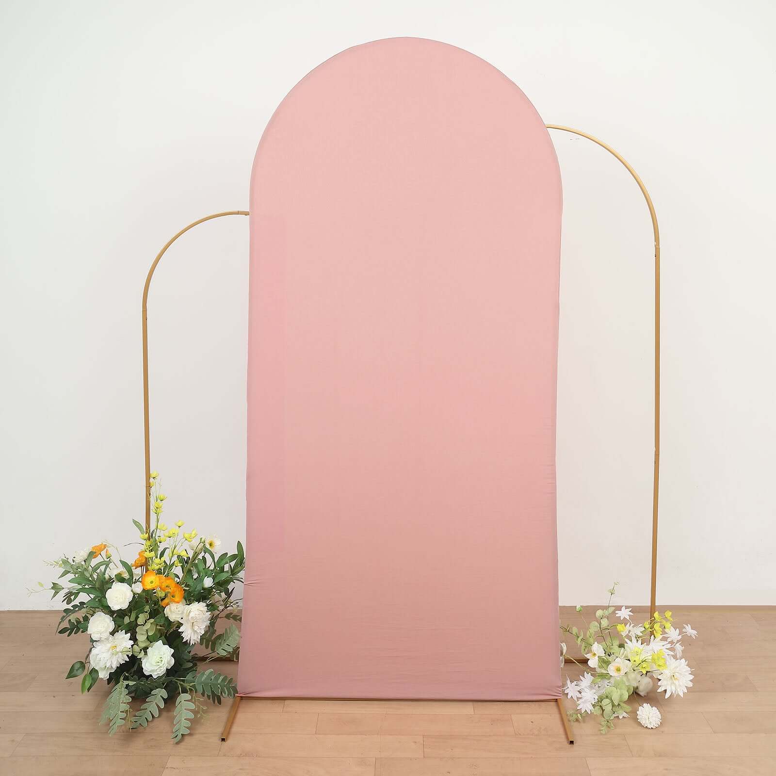 7ft Matte Dusty Rose Spandex Fitted Chiara Backdrop Stand Cover For Round Top Wedding Arch