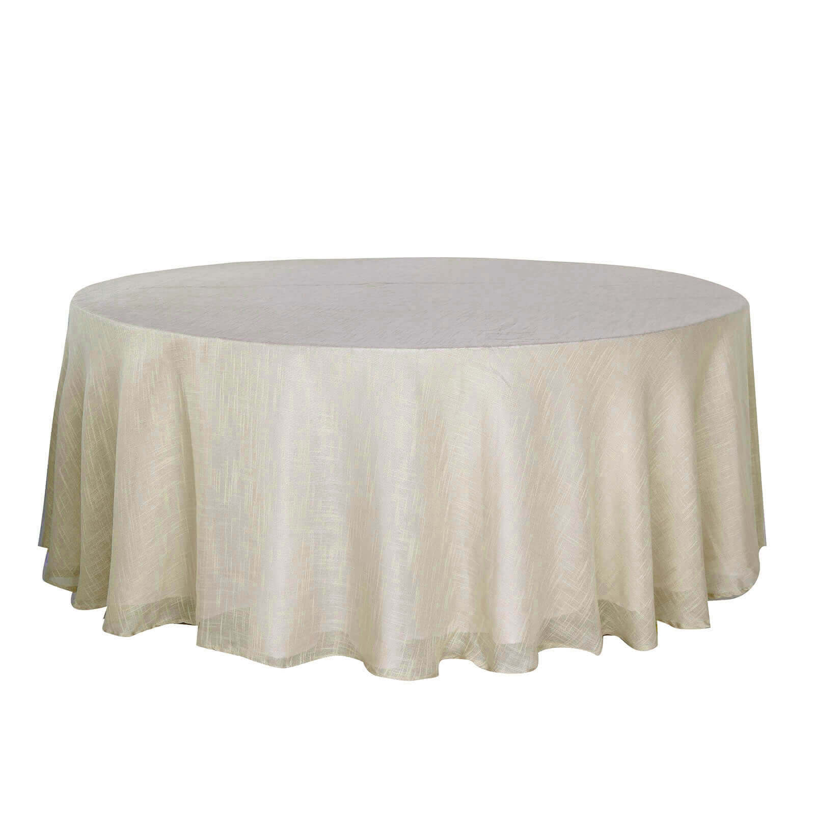 Faux Linen 108 Round Tablecloth Beige - Slubby Textured & Wrinkle Resistant Table Cover