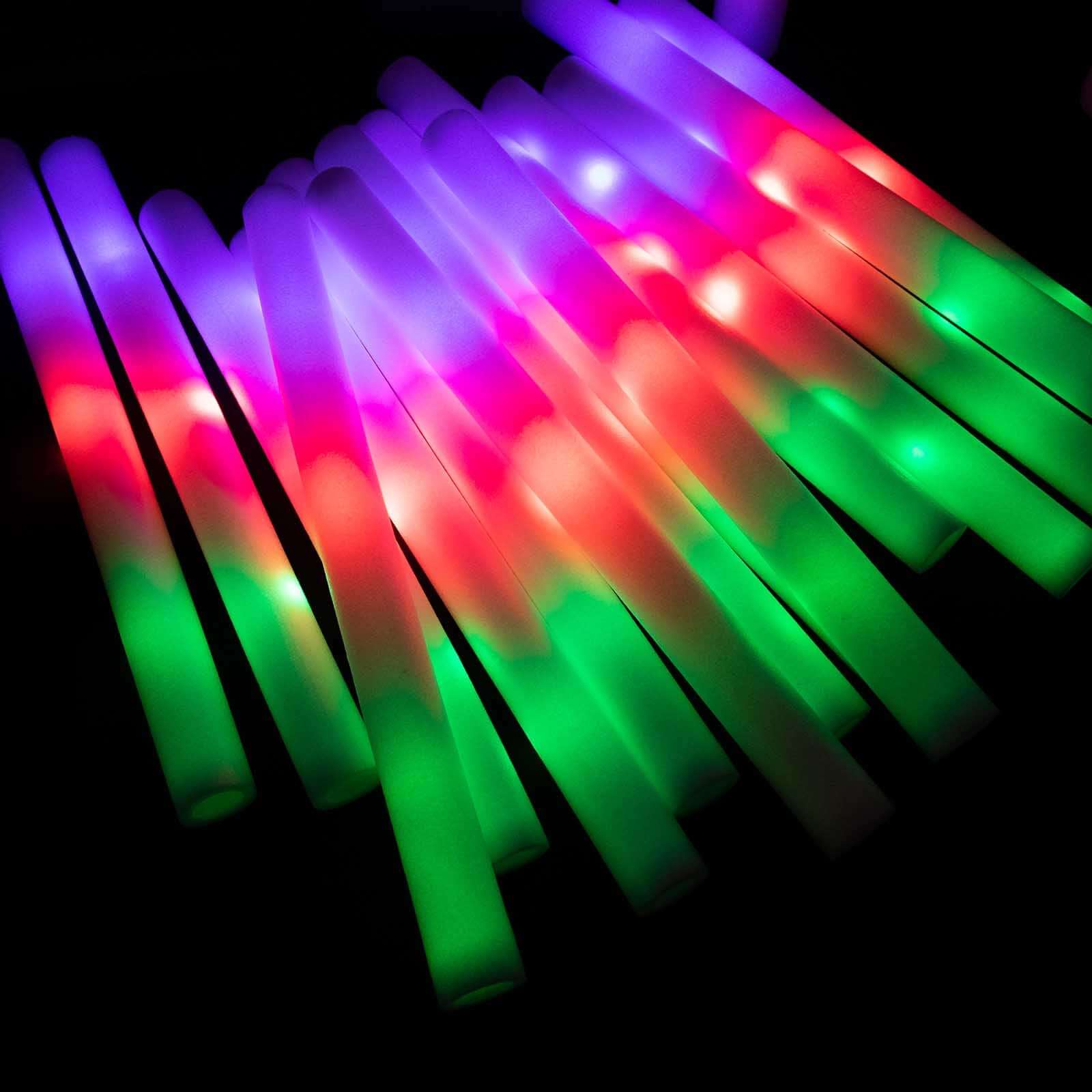 20 Pack Multicolor LED Foam Party Glow Sticks With 3 Flashing Modes, 19 Reusable Battery Operated Light Sticks