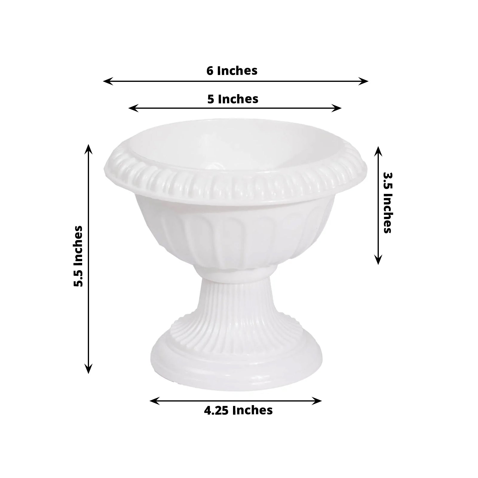 4-Pack Plastic Flower Pot Vases Roman Style White - Classic Floral Urn Planter Table Centerpieces 6