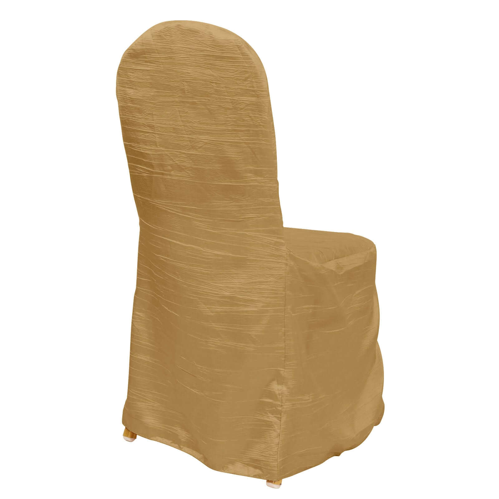 Crinkle Crushed Taffeta Chair Cover for Banquet Chairs Gold - Reusable Slipcover