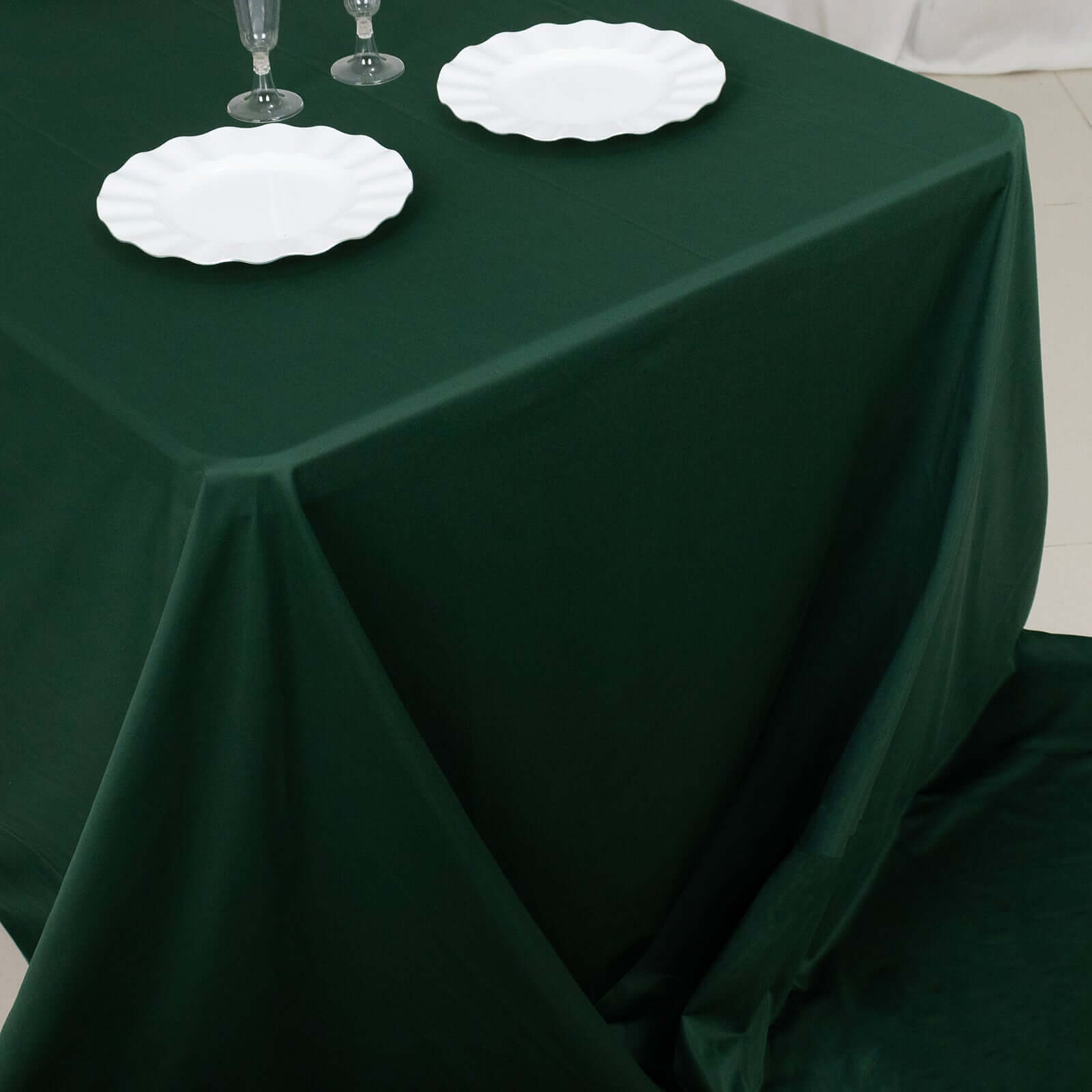 Premium Scuba Rectangular 90x156 Tablecloth Hunter Emerald Green - Wrinkle Free, Stain Resistant & Seamless Table Cover