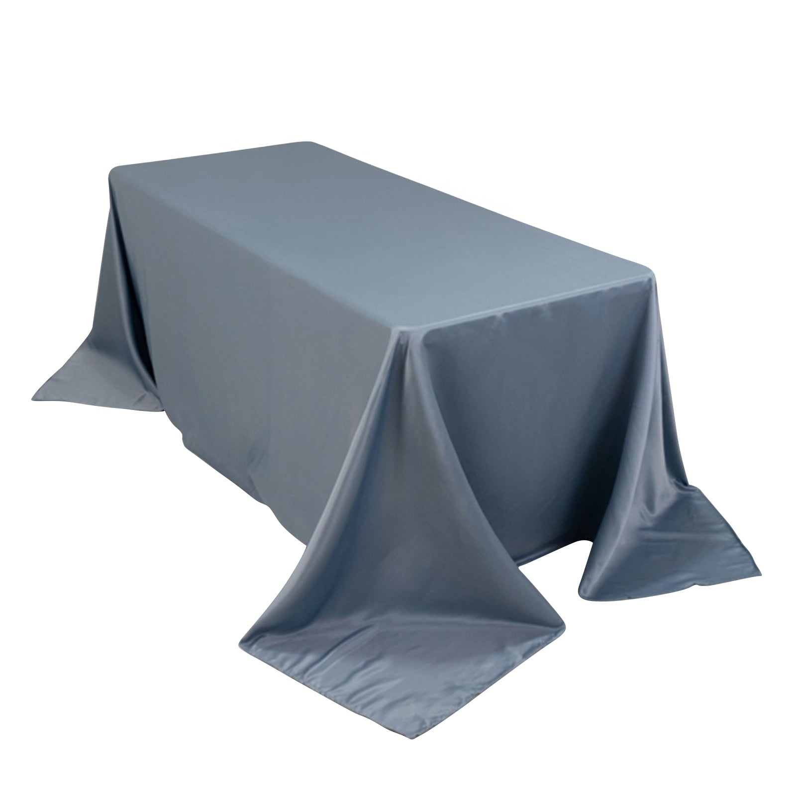 Lamour Satin 90x132 Rectangle Tablecloth Dusty Blue - Soft & Silk-Like Seamless Table Cover