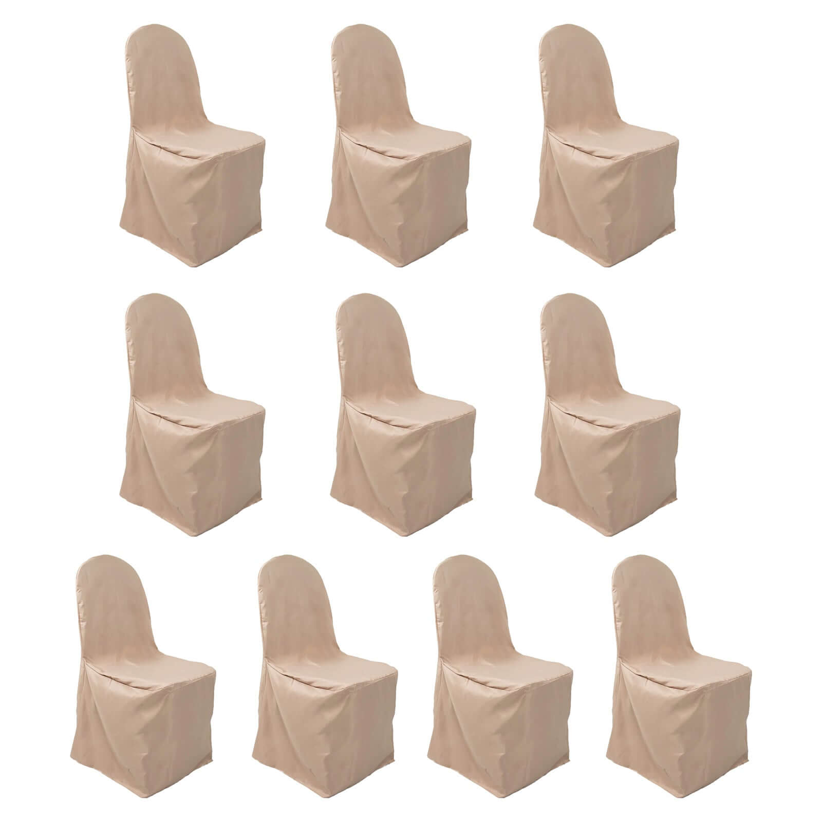 10 Pack Polyester Chair Cover for Banquet Chairs Nude - Stain-Resistant Reusable Slip-On Slipcover