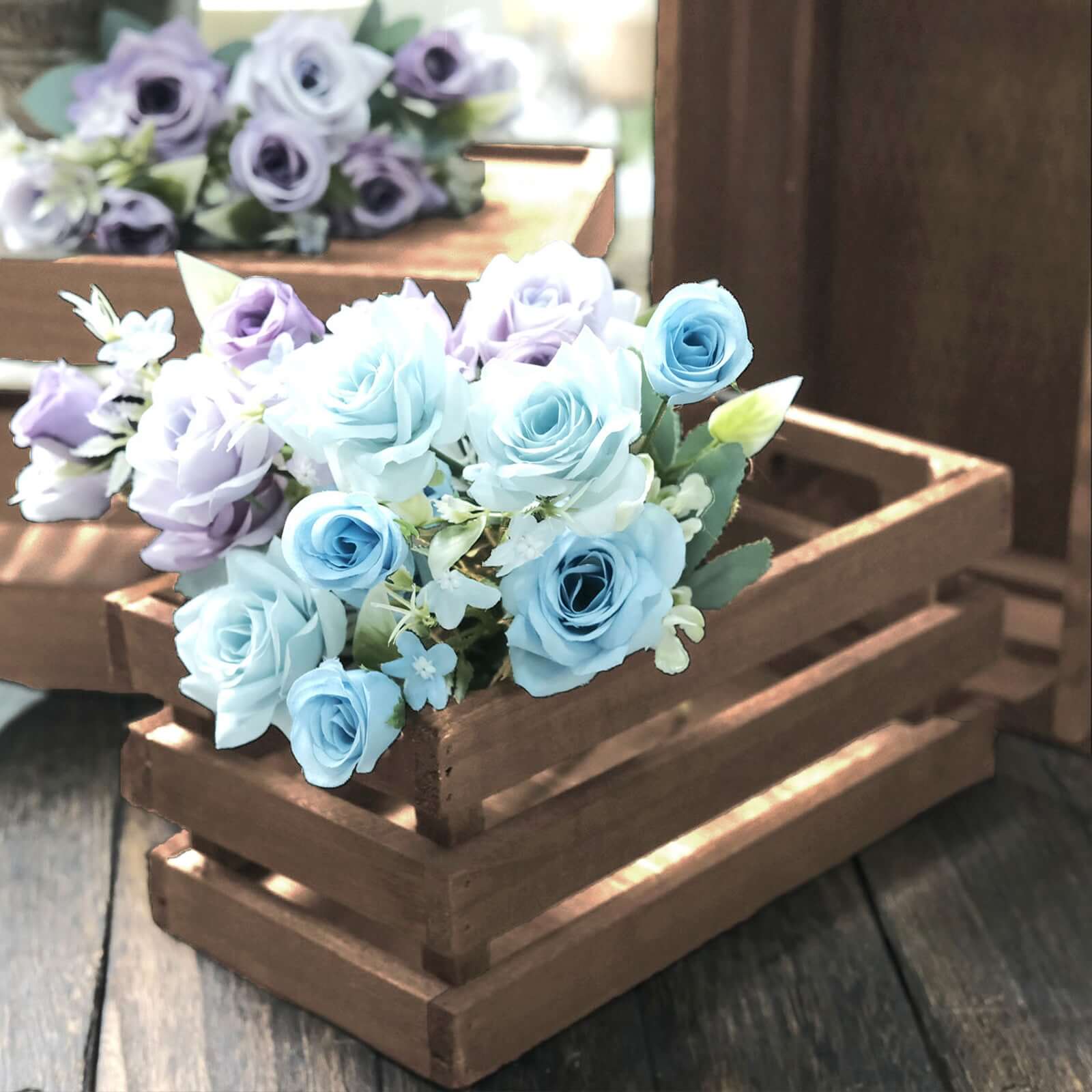 Set of 3 Rustic Wooden Crates Smoked Brown - Multi-Purpose Planters, Storage Containers & Display Risers