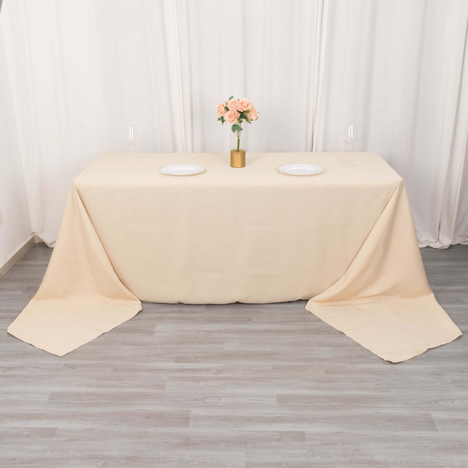 Premium Polyester 90x156 Rectangle Tablecloth Beige - Seamless 220GSM Stain-Resistant Table Cover