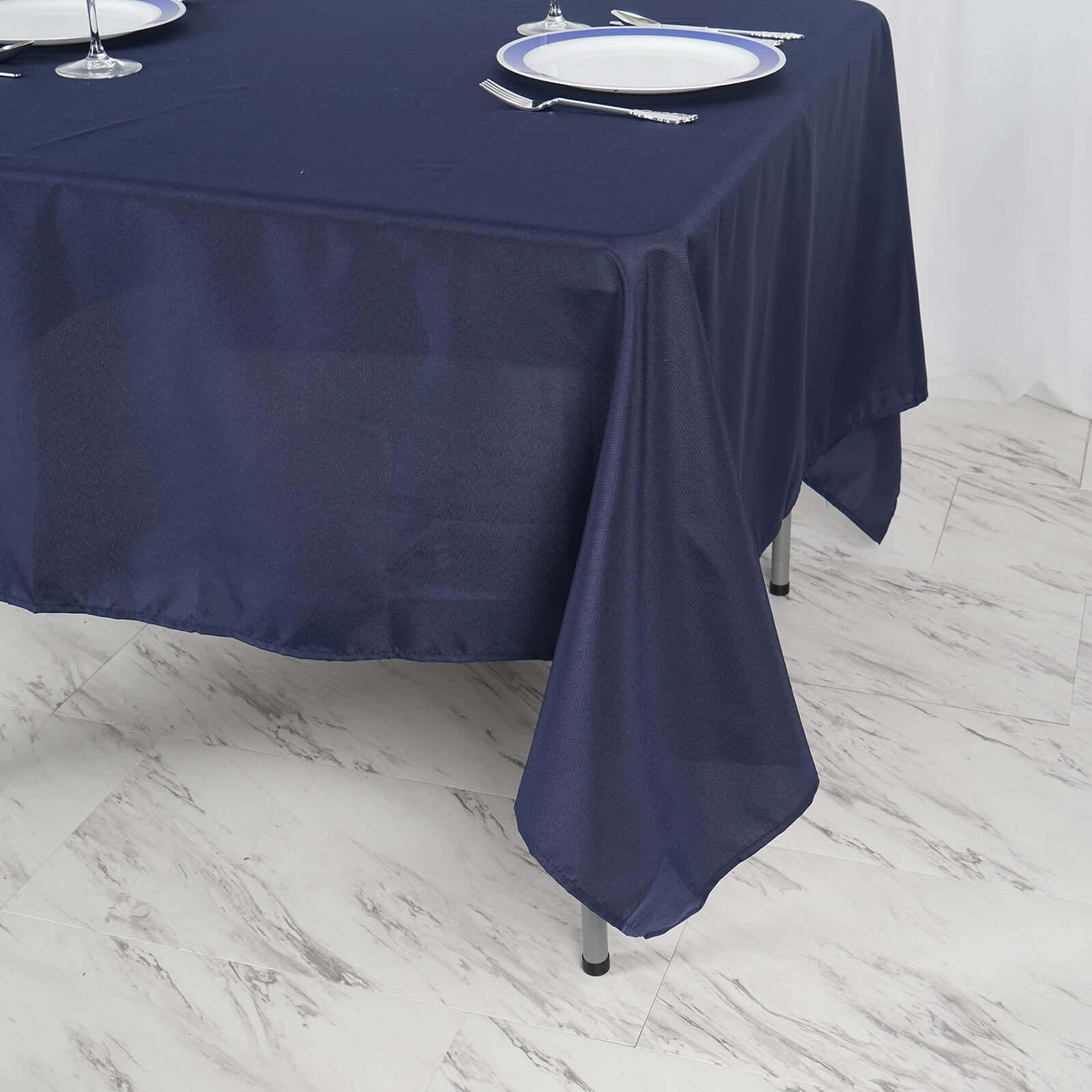 Polyester 70x70 Table Overlay Square Tablecloth Navy Blue - Wrinkle-Resistant & Durable Table Cover