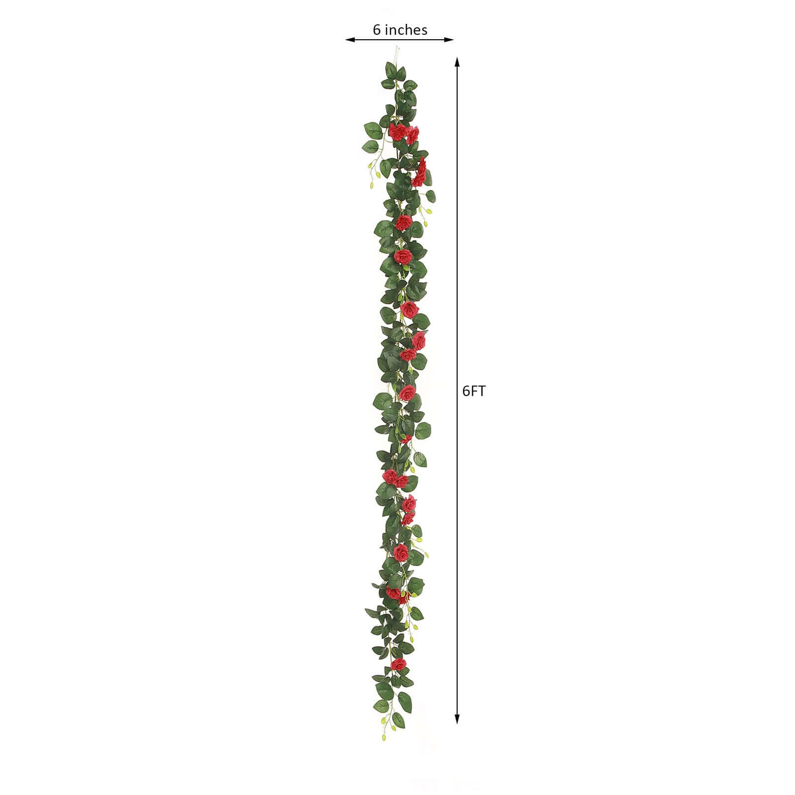 6ft 20 Red Artificial Silk Roses Flower Garland, Hanging Vine