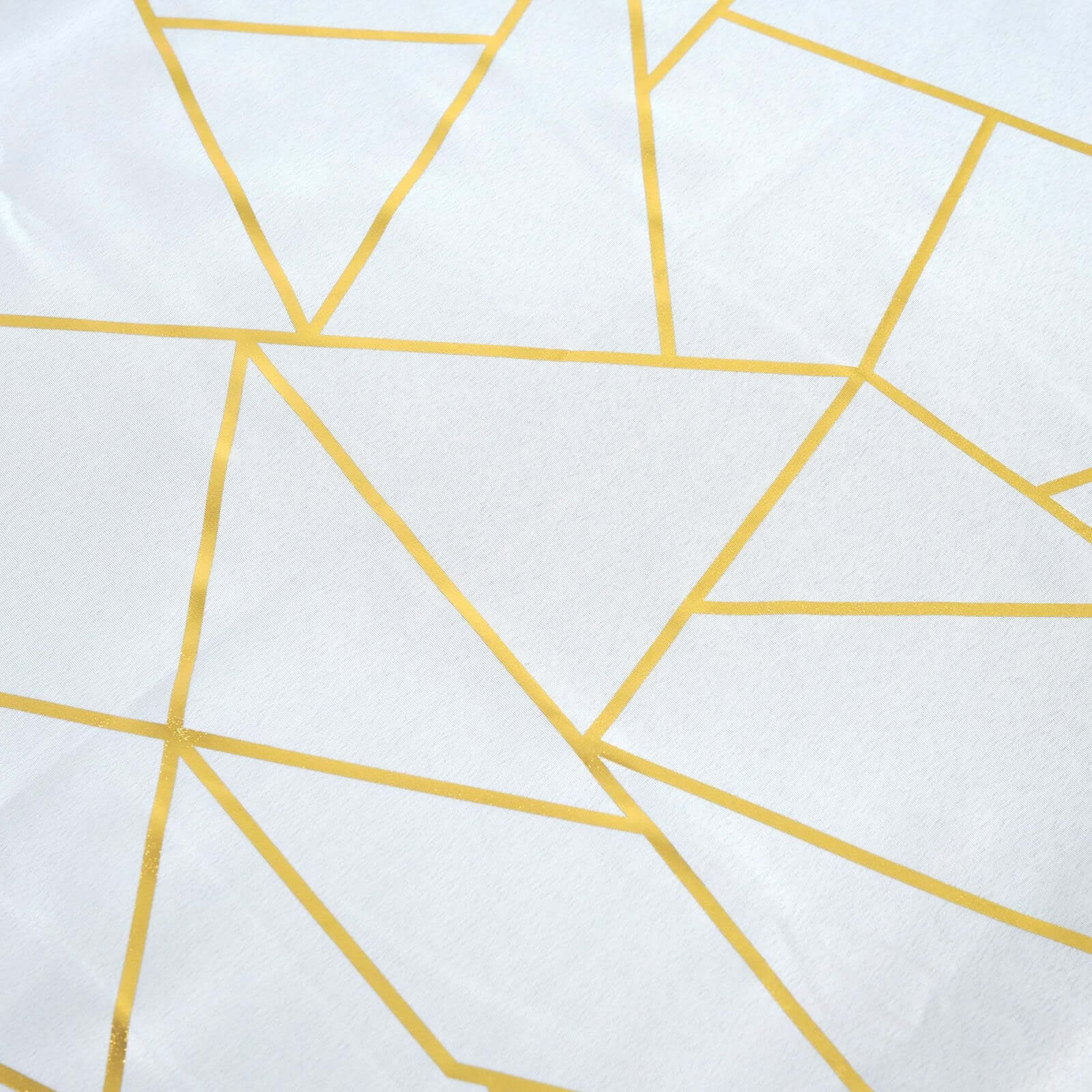 Polyester 9ft Table Runner White with Gold Foil Geometric Pattern - Modern & Stylish Table Decor