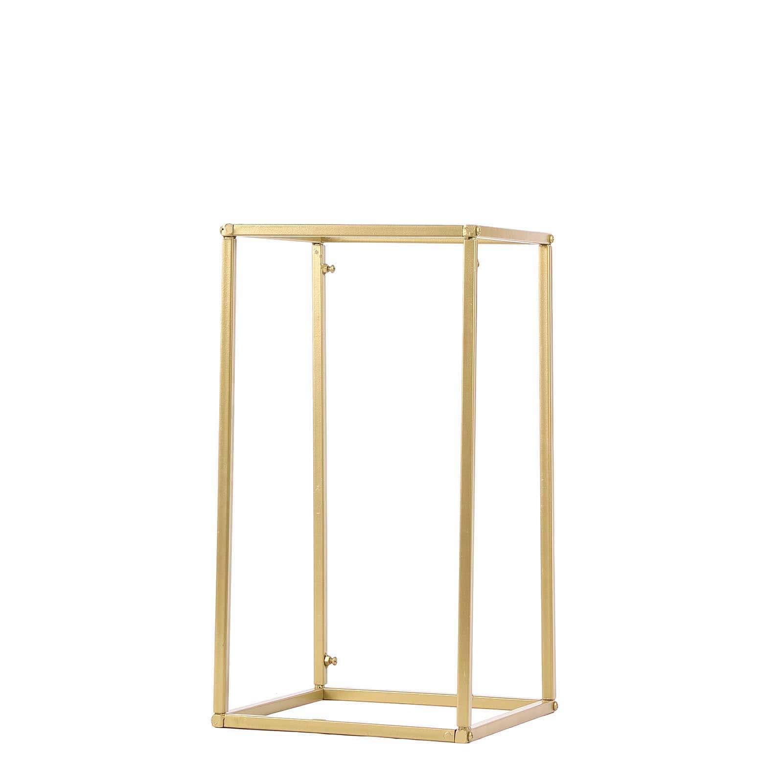 2-Pack Wedding Flower Stand Gold Metal Geometric Column Frame Rectangular - Versatile Floral Pedestal for Sophisticated Arrangements 16