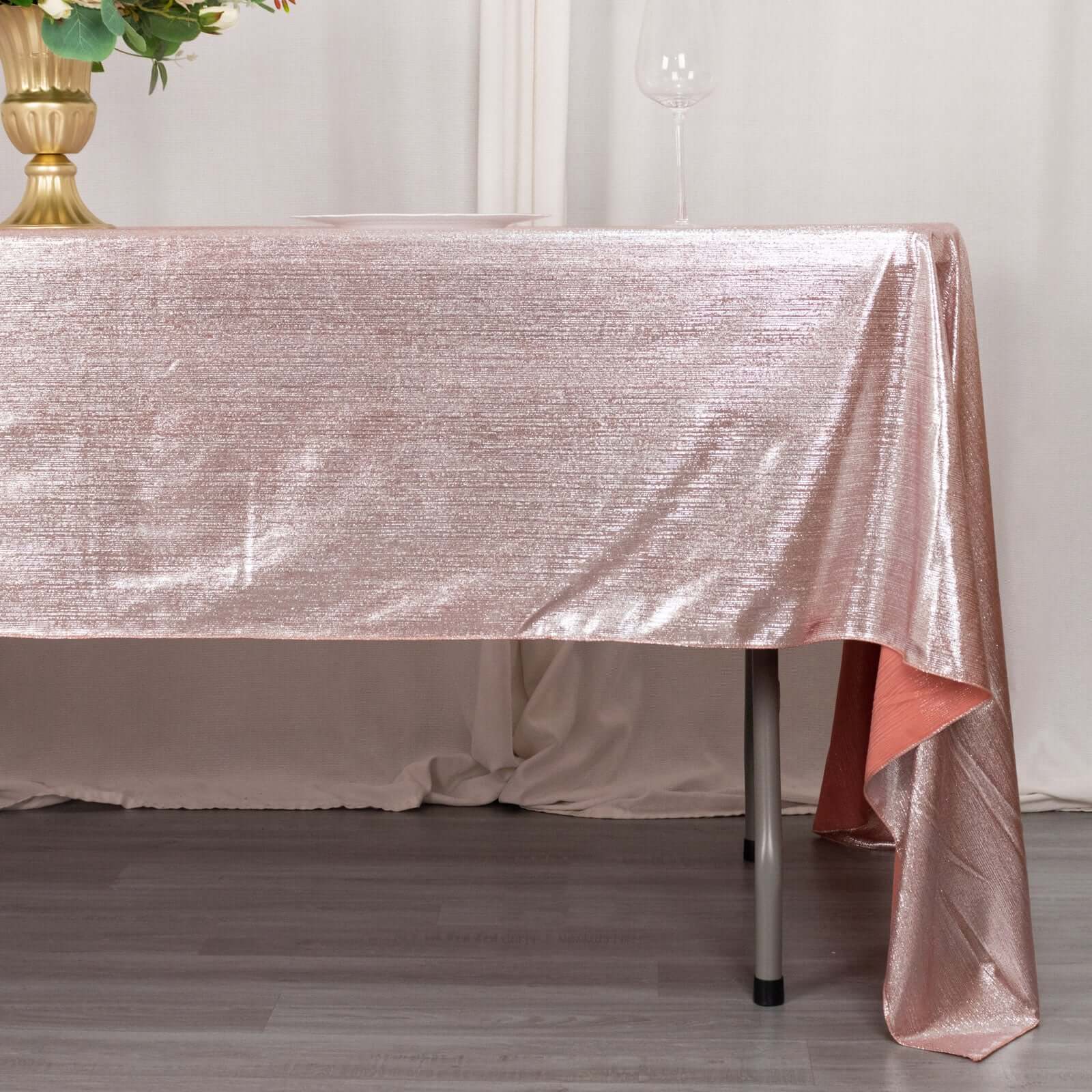 Sequin Dots Polyester 60x126 Rectangle Tablecloth Shimmering Rose Gold - Wrinkle Free & Sparkling Table Cover