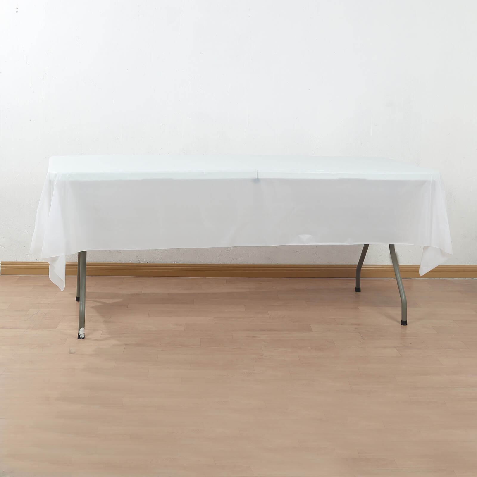 Plastic Table Cover Roll White with Slide Cutter - Customizable Disposable Tablecloth Roll 54x300ft