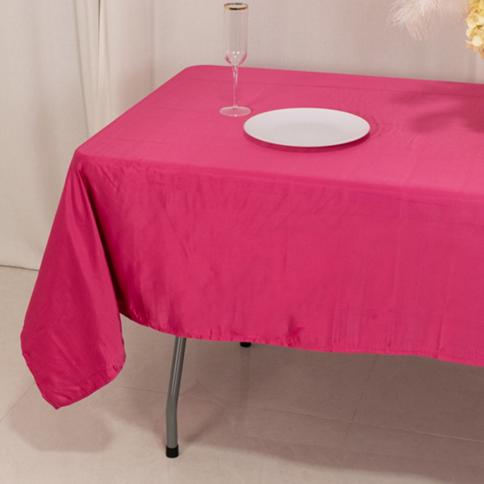 Lamour Satin 60x102 Rectangle Tablecloth Fuchsia - Durable & Silky Soft Feel Table Cover