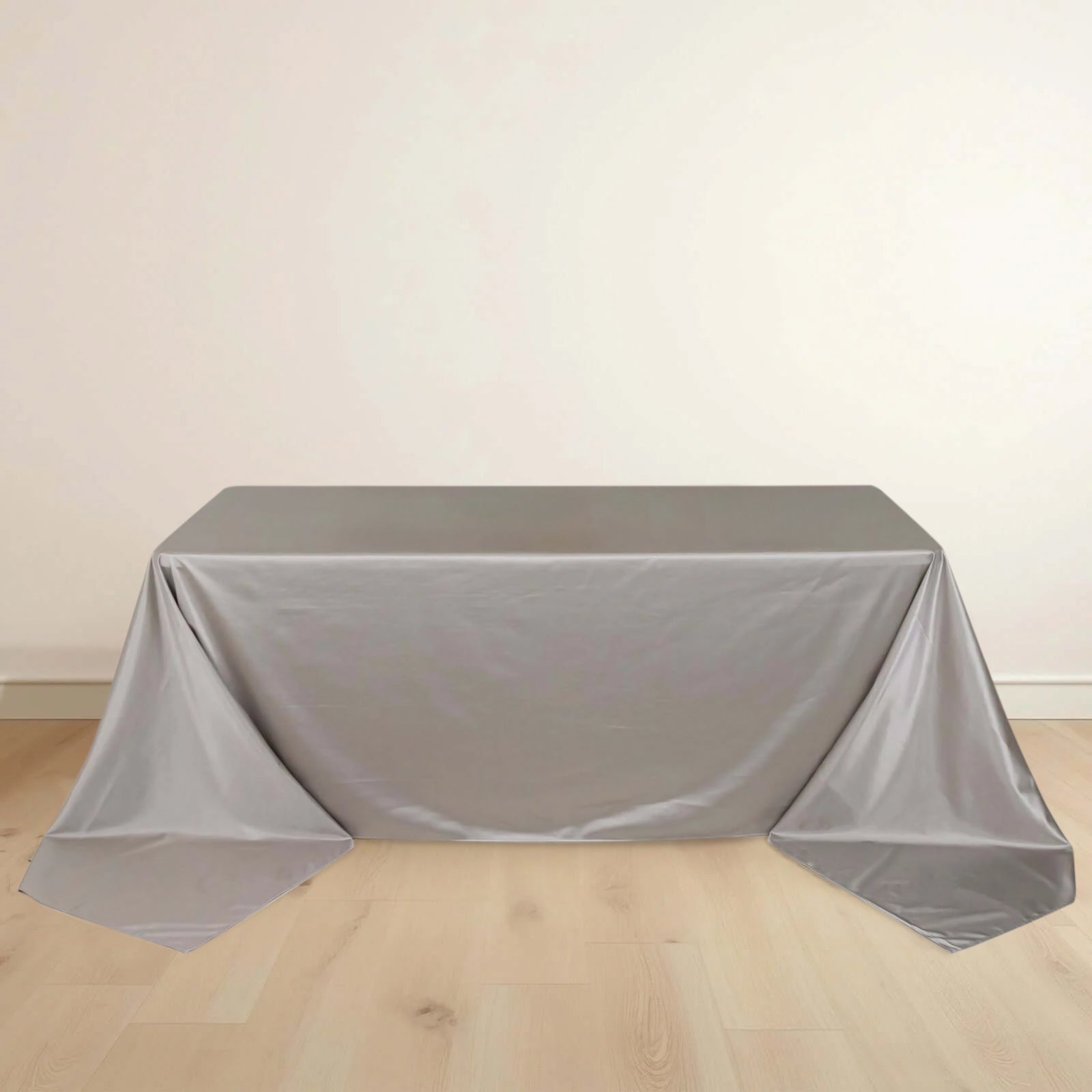 Premium Scuba Rectangular 90x156 Tablecloth Shimmering Silver - Wrinkle Free & Stain Resistant Seamless Table Cover