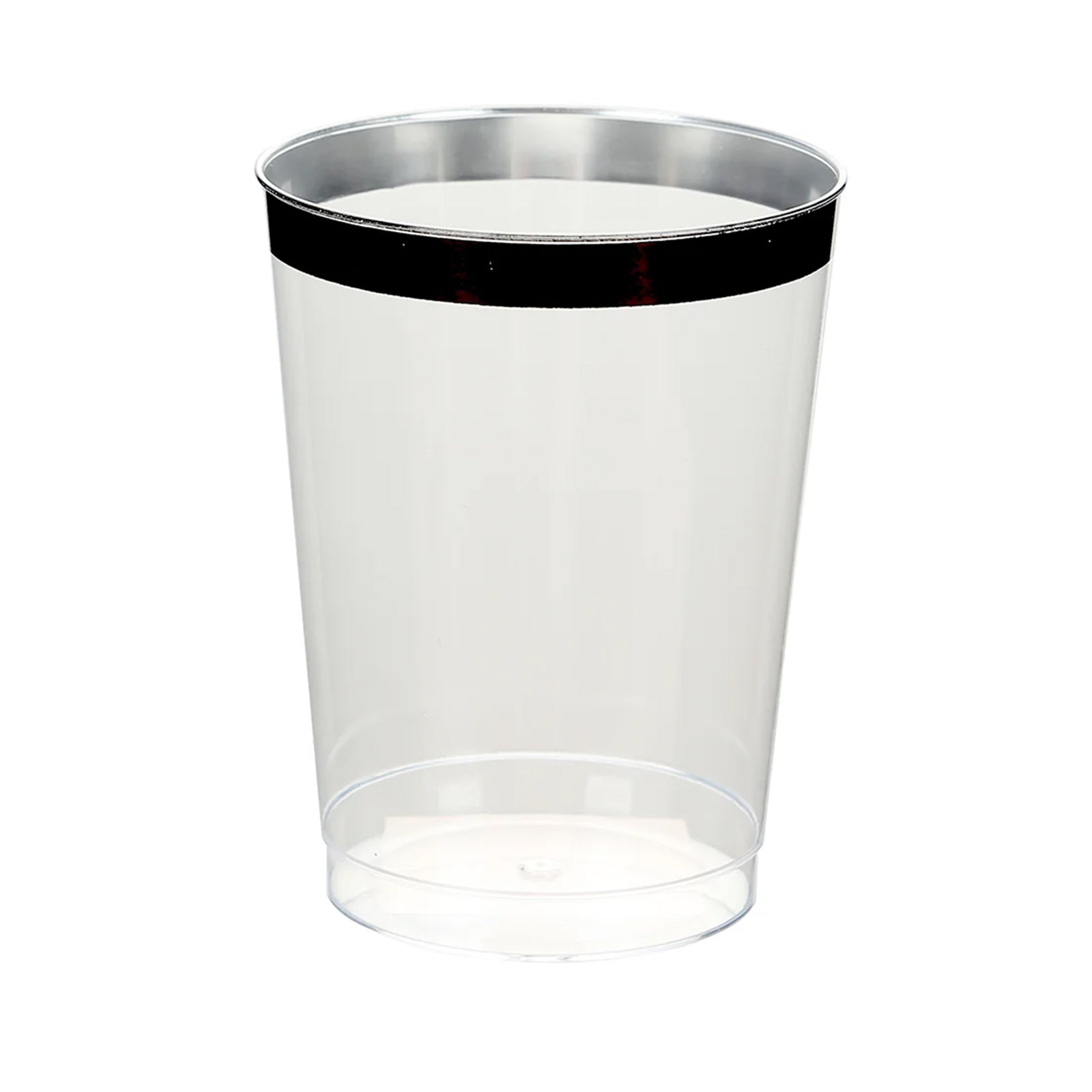 25-Pack Plastic Tumbler Cups Clear with Black Rim - Stylish Disposable Party Glasses 10oz