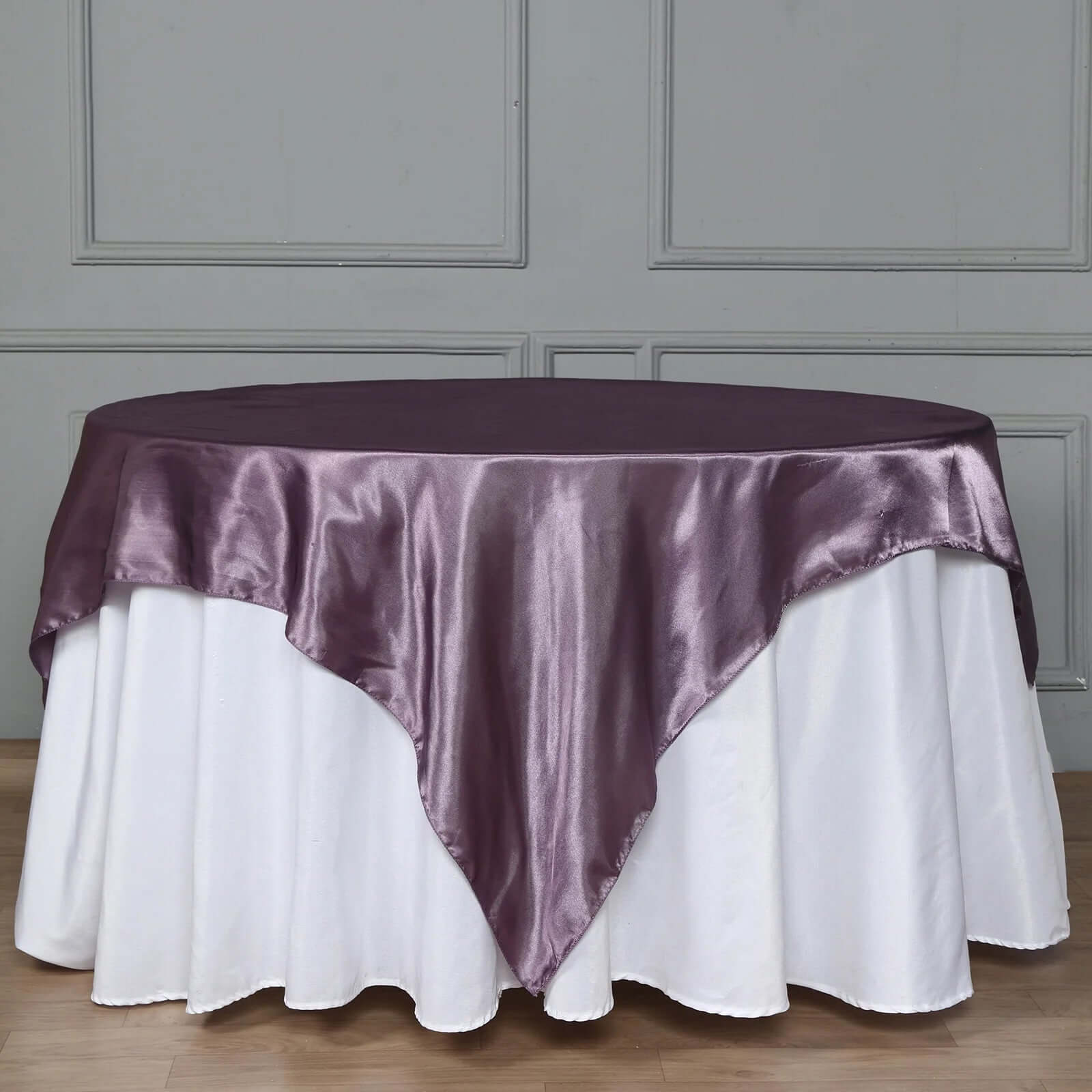 Satin 72x72 Table Overlay Square Tablecloth Violet Amethyst - Smooth Finish Table Cover