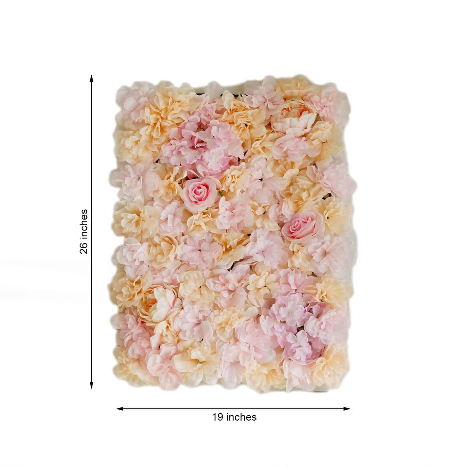 13 Sq ft. Pink Champagne UV Protected Assorted Flower Wall Mat Backdrop - 4 Artificial Panels