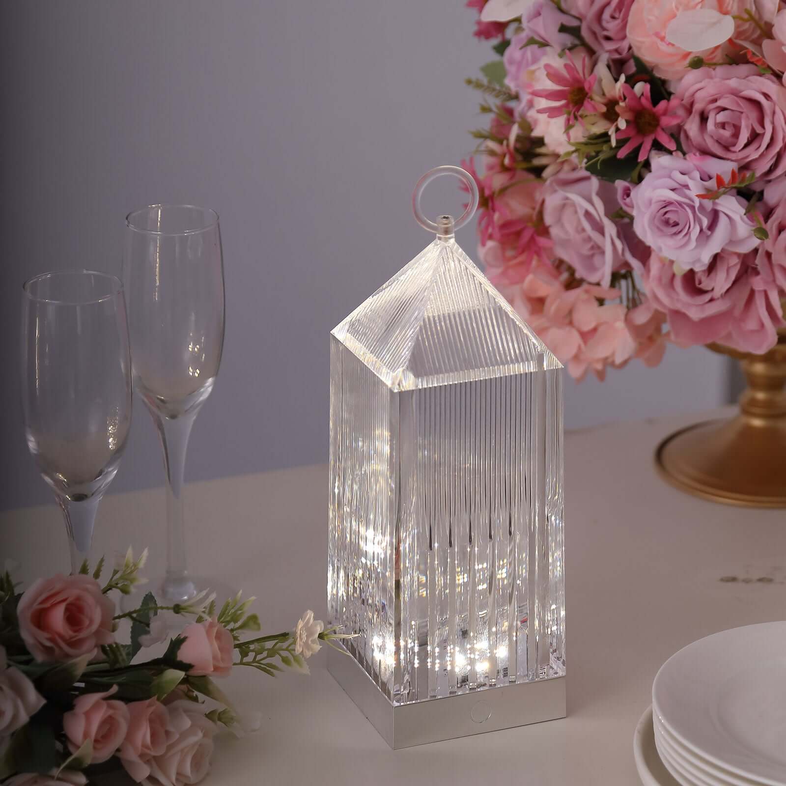 Acrylic LED Lantern Lamp Retro Lighthouse Design Rechargeable - Touch Control Crystal Decorative Night Light 11