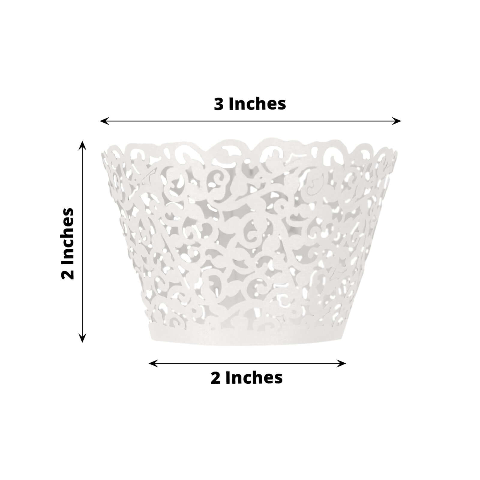 25-Pack Paper Cupcake Wrappers Lace Laser Cut Design White - Muffin Baking Cup Trays for Events