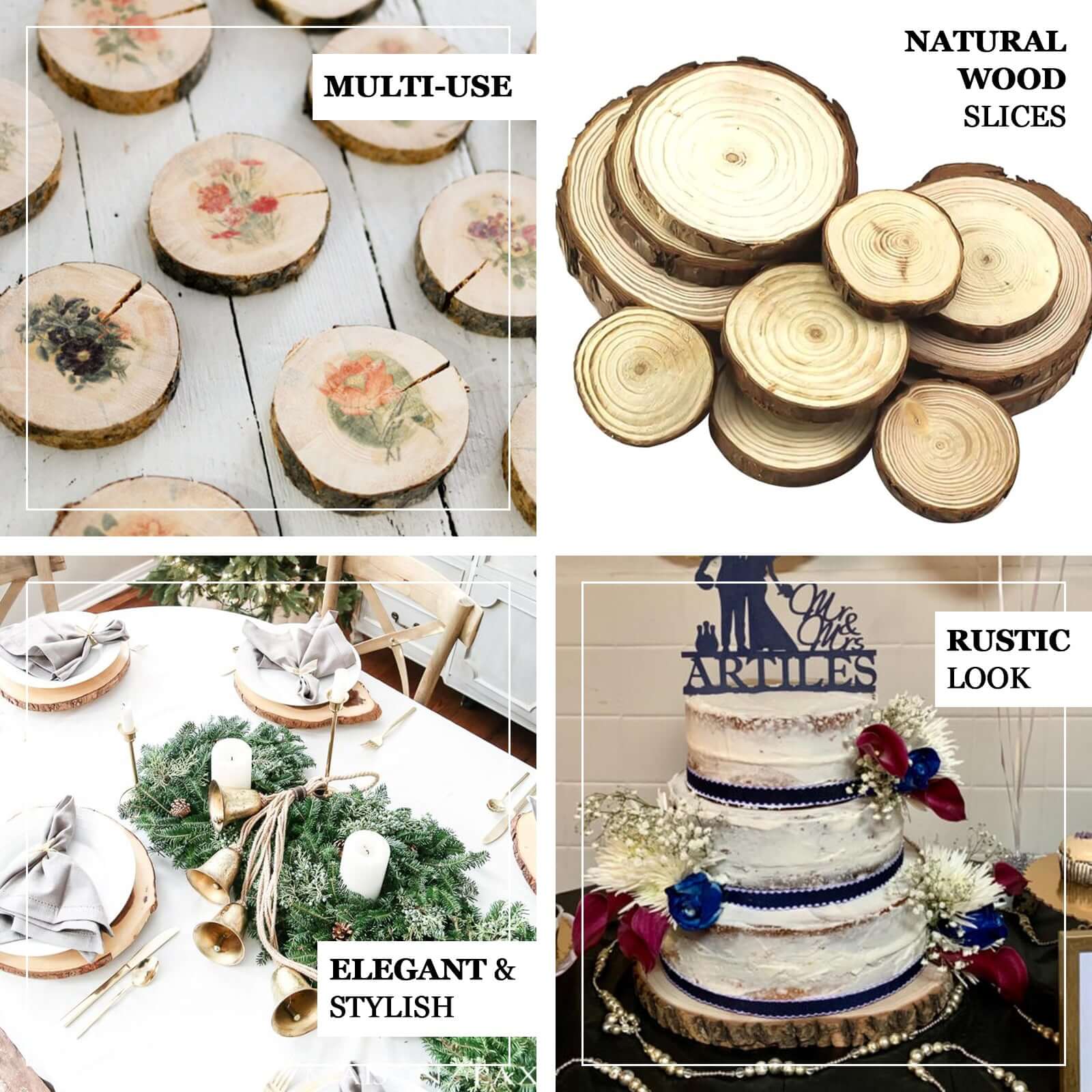 Rustic Poplar Wood Slices Round - Unique Decor for Tables & Events 15 Dia