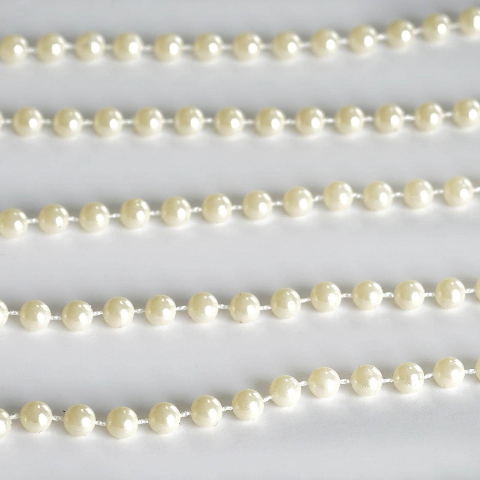 Faux Pearl Beads Vase Fillers in Ivory - Lustrous DIY Craft String Beads 12 Yards