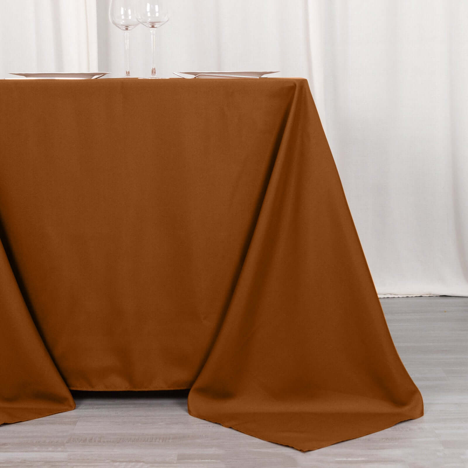 Polyester Square 90x90 Tablecloth Cinnamon Brown - Wrinkle-Resistant & Durable Table Cover