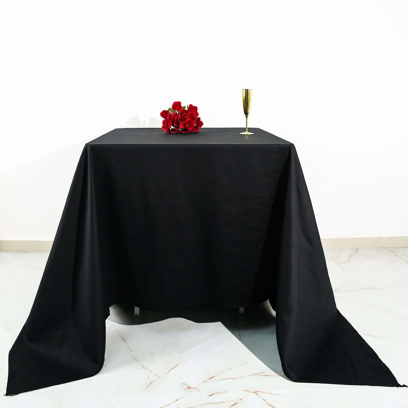 100% Cotton 90x90 Square Tablecloth Black Linen - Soft & Breathable Fabric Table Cover