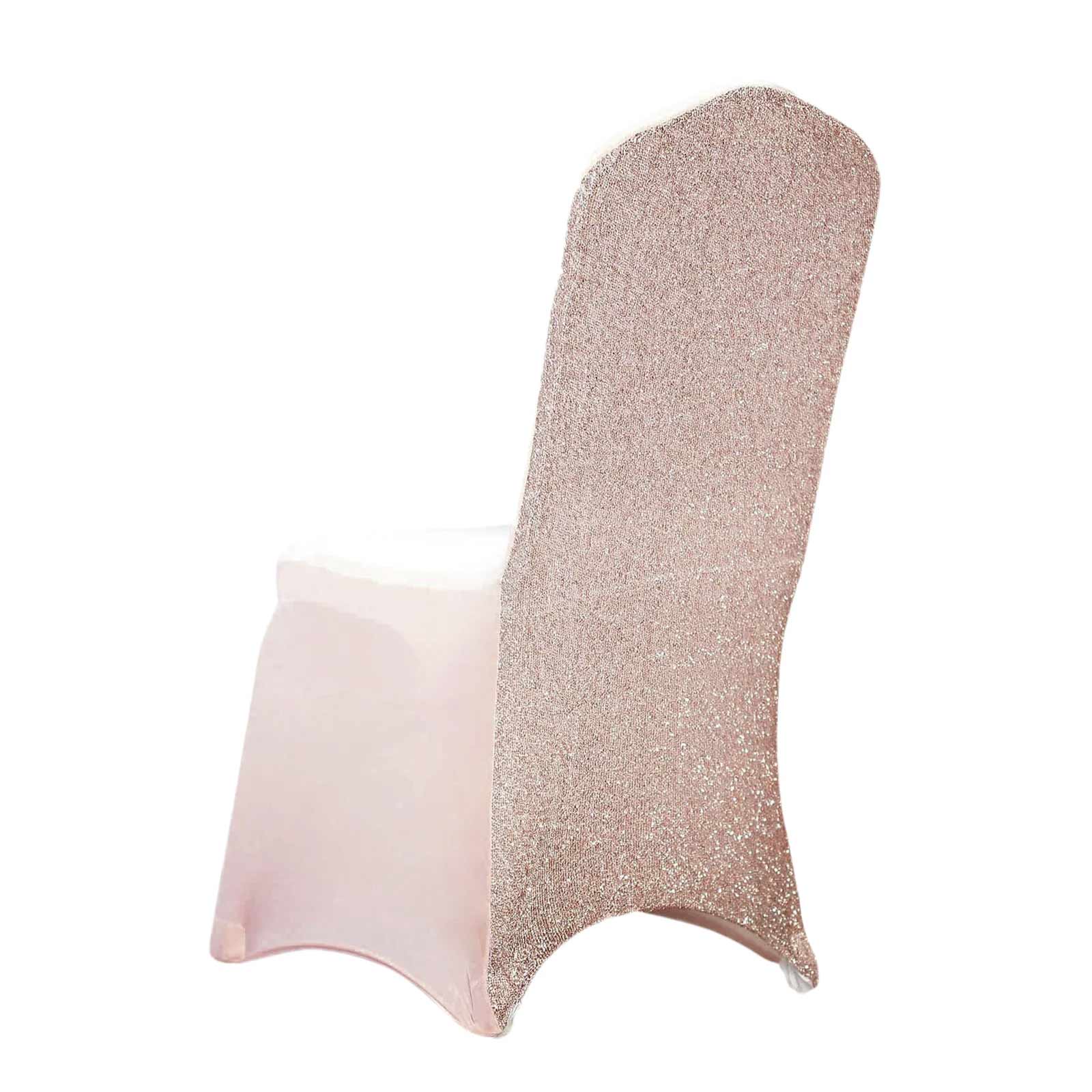 Spandex Chair Cover with Metallic Shimmer Tinsel Back for Banquet Chairs Blush - Fitted Slipcover